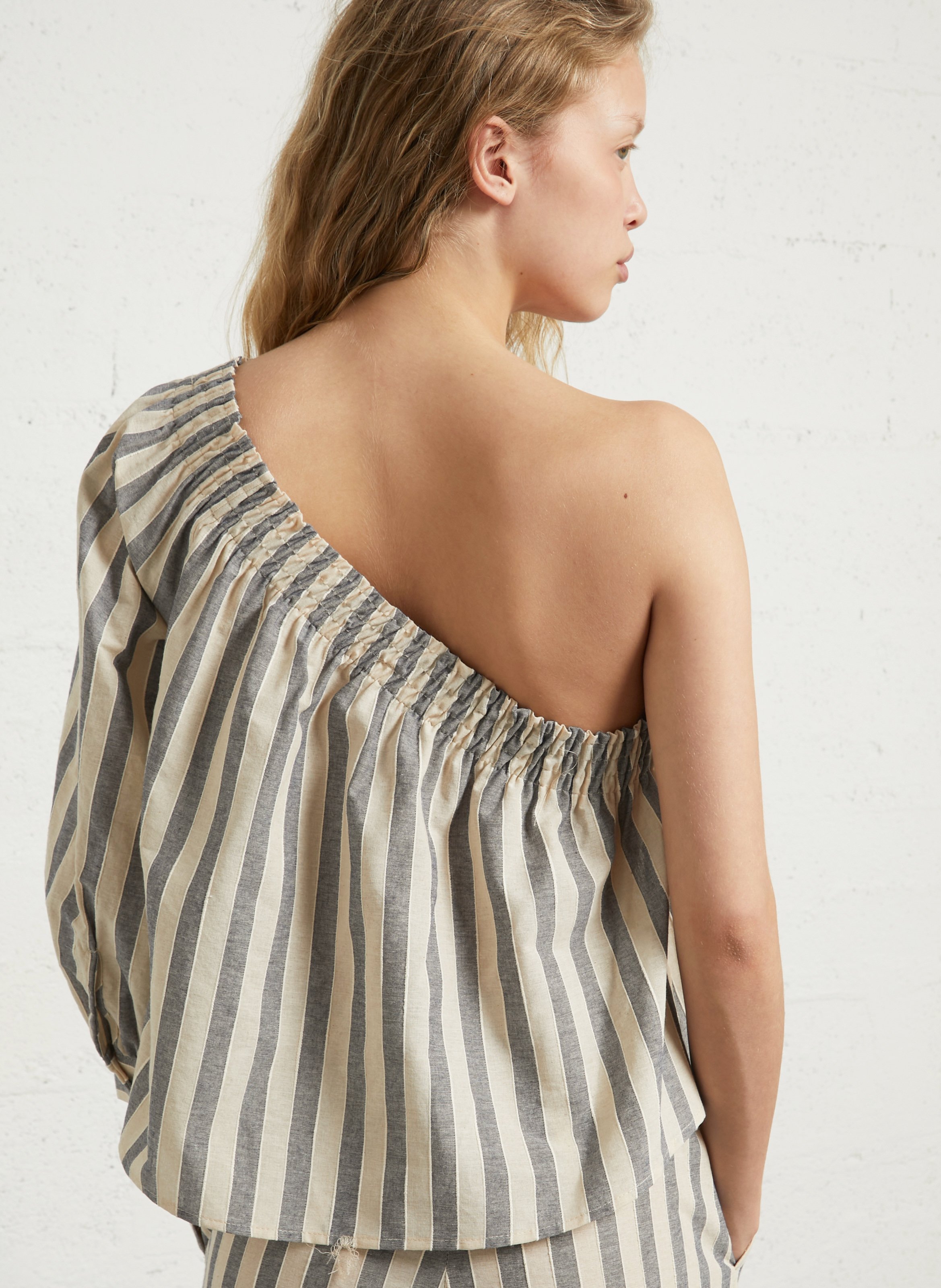 Asymmetrische top met strepen van gemengd katoen IMPERIAL Grijs