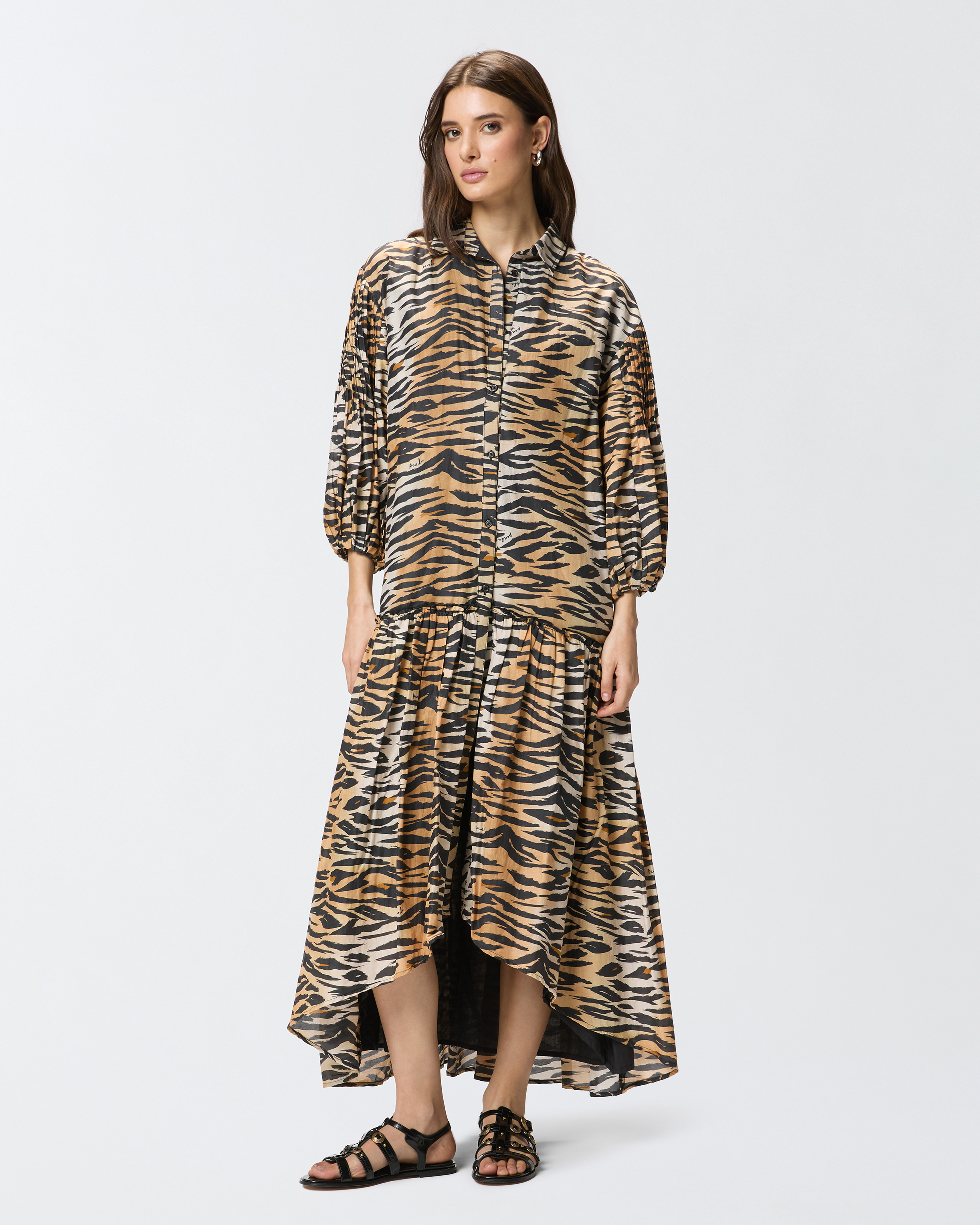 Robe longue à boutons et imprimé animalier PINKO Multicolore