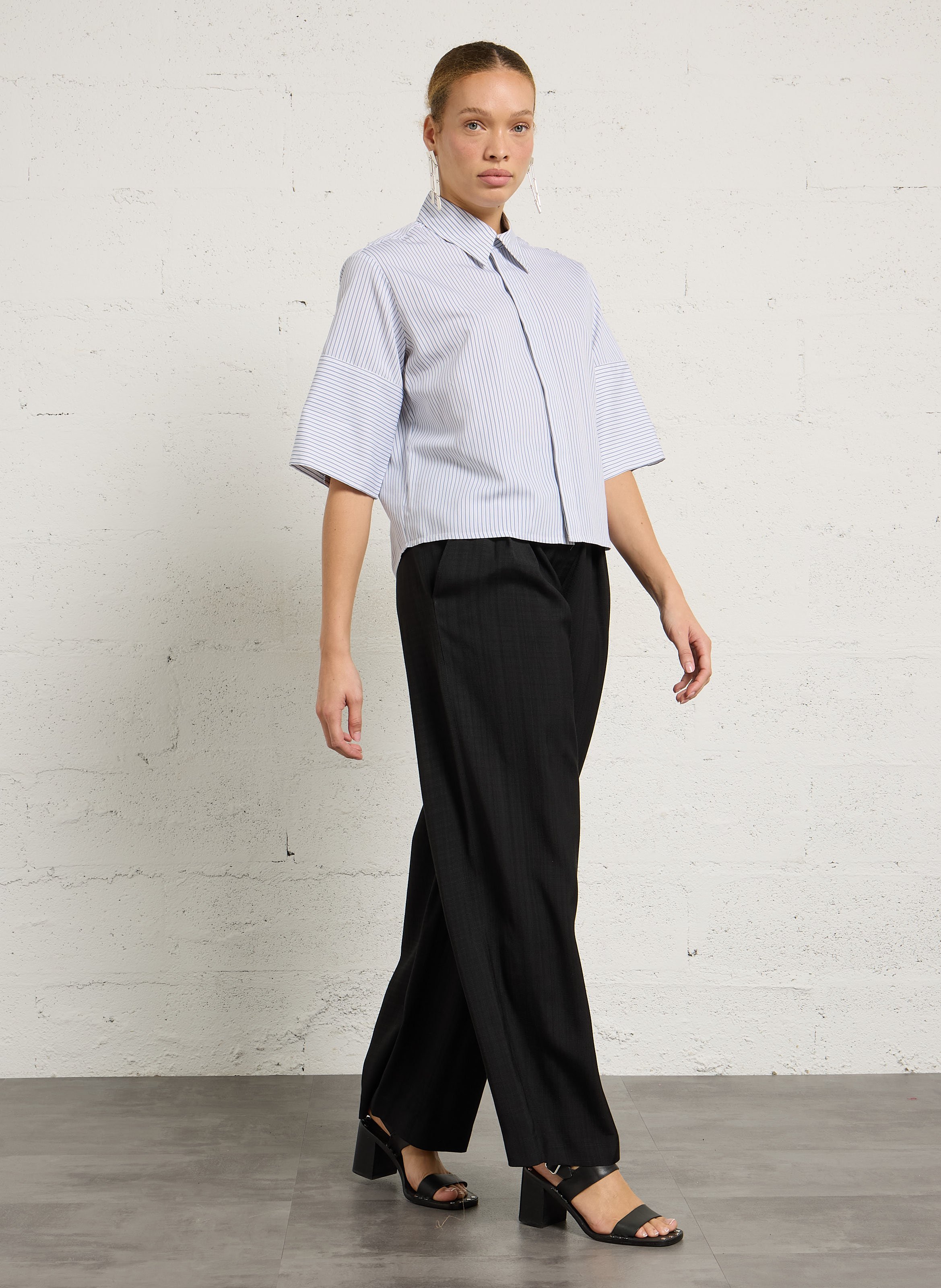 Bandplooibroek met hoge taille MARGAUX LONNBERG Zwart