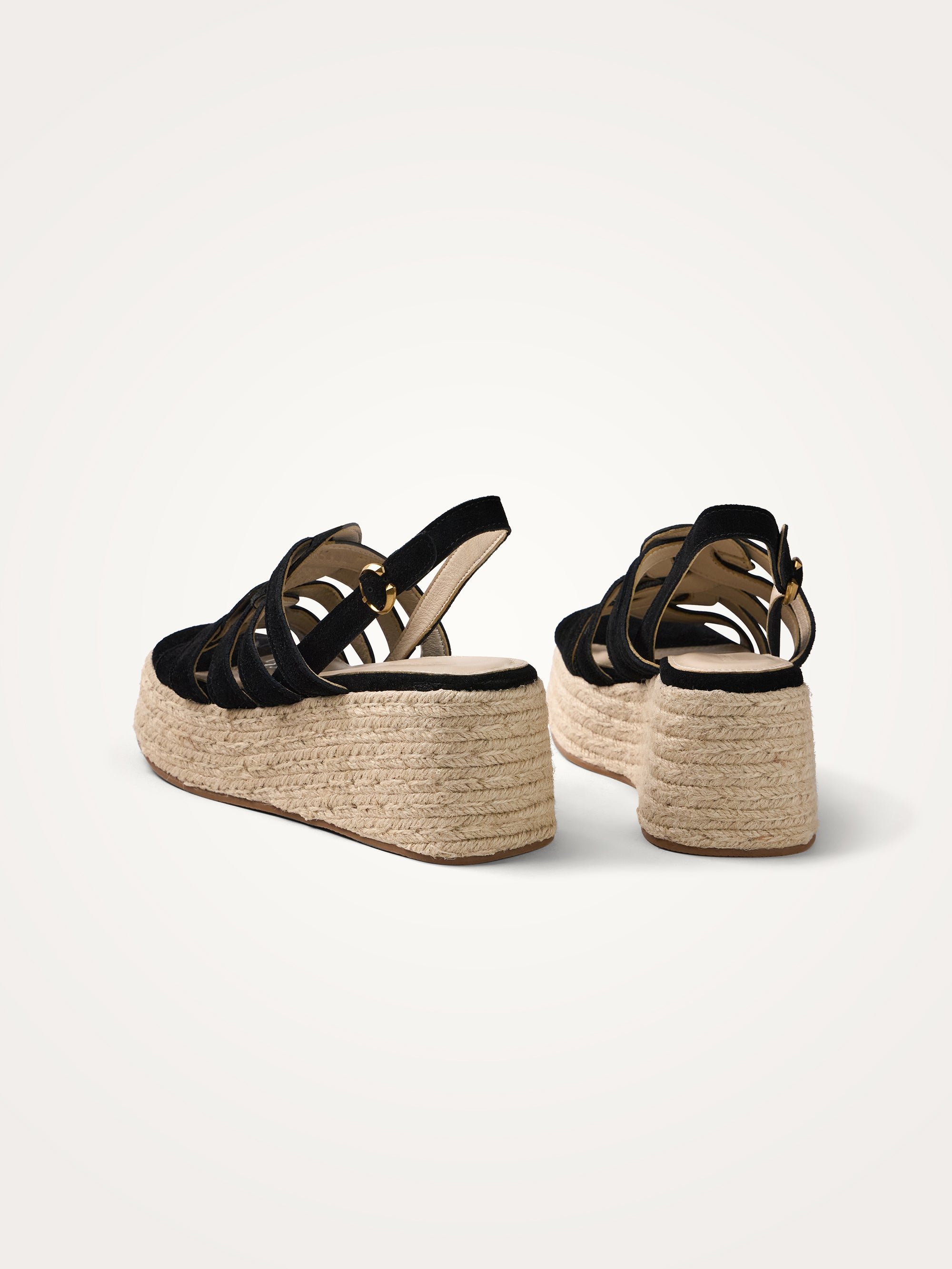 Suede multi-strap platform sandals with buckle Black