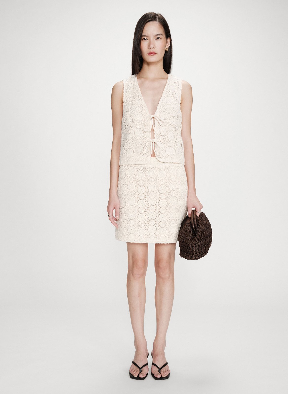 Short straight crocheted skirt GRACE ET MILA White