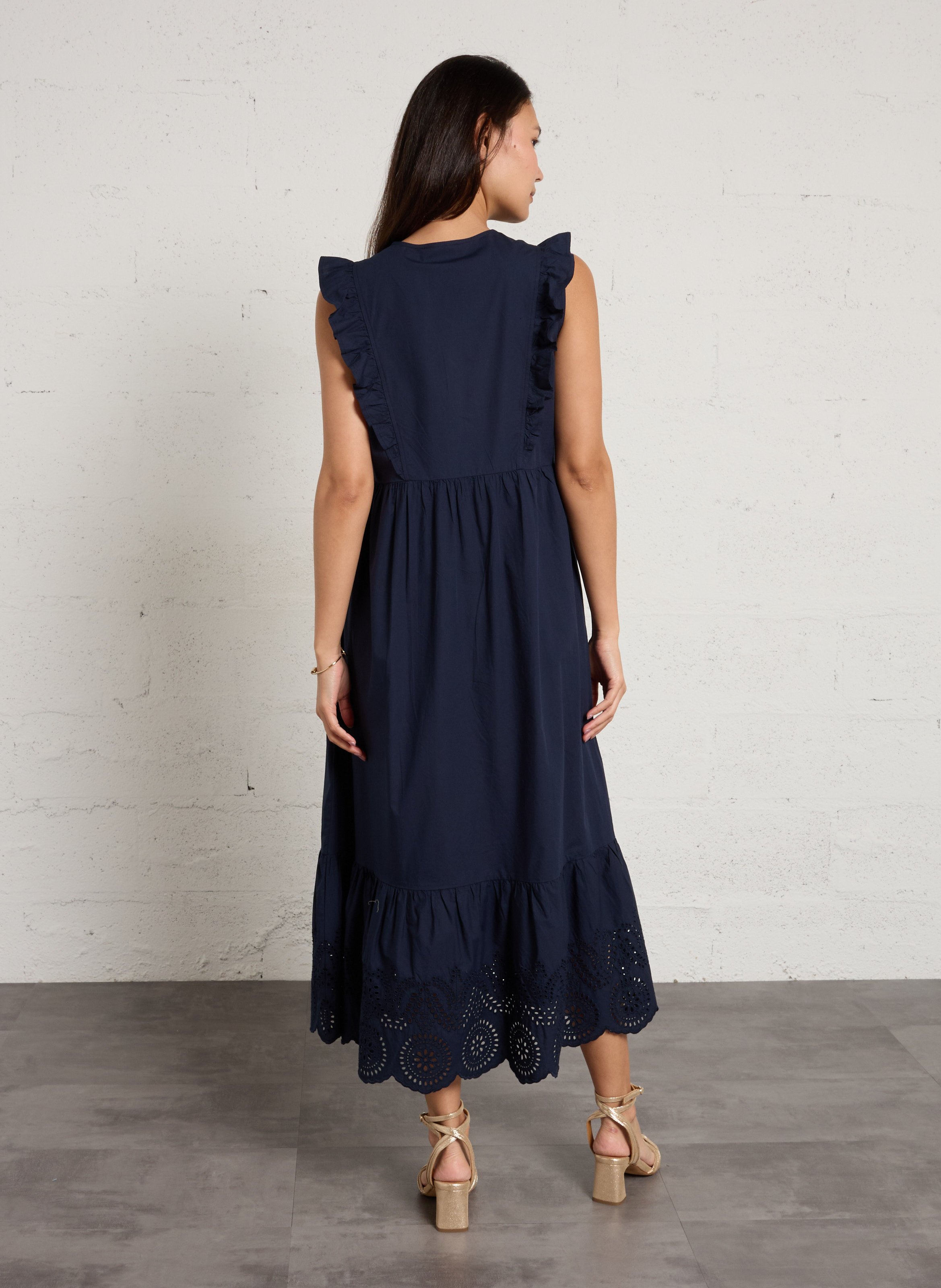 Halflange jurk van katoen SUD EXPRESS Blauw