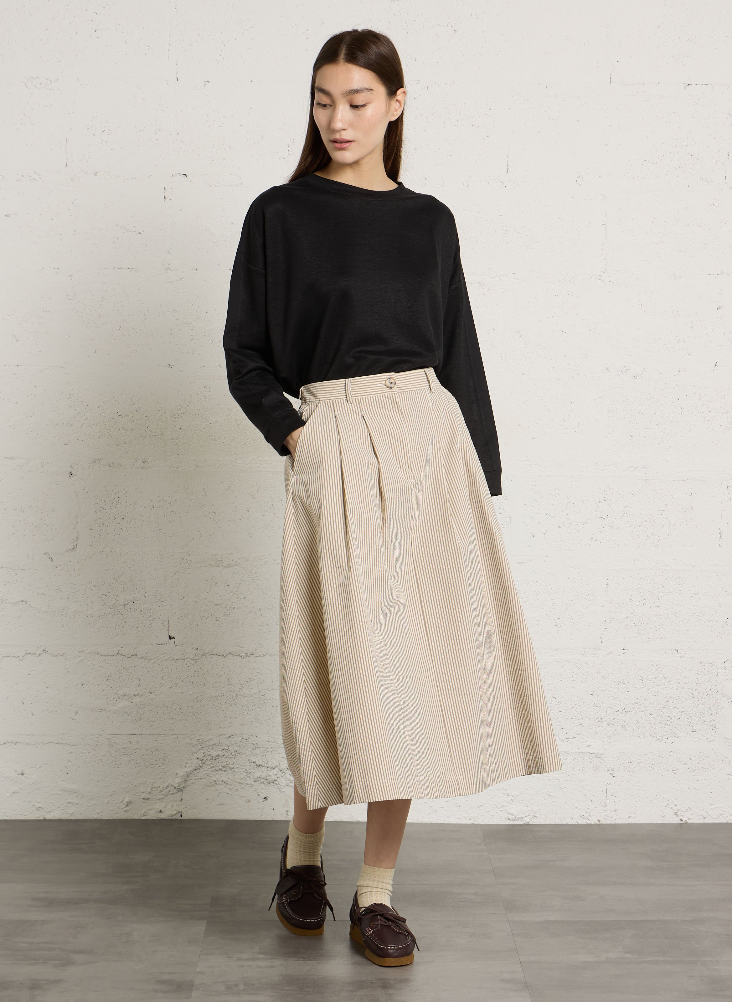 Striped cotton midi skirt RUE DE TOKYO Multicolored