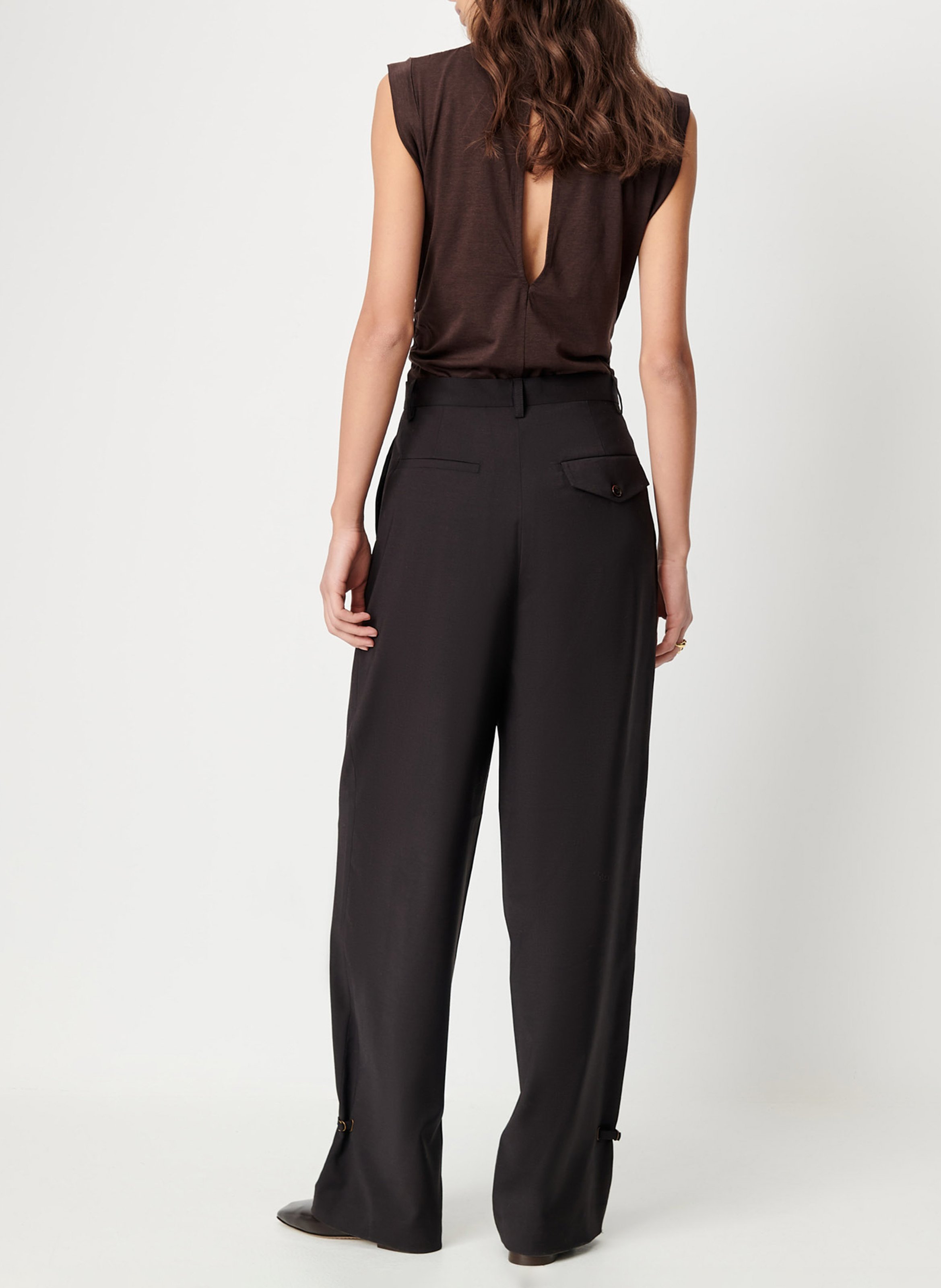 Wijde broek | wolblend SESSUN Bruin