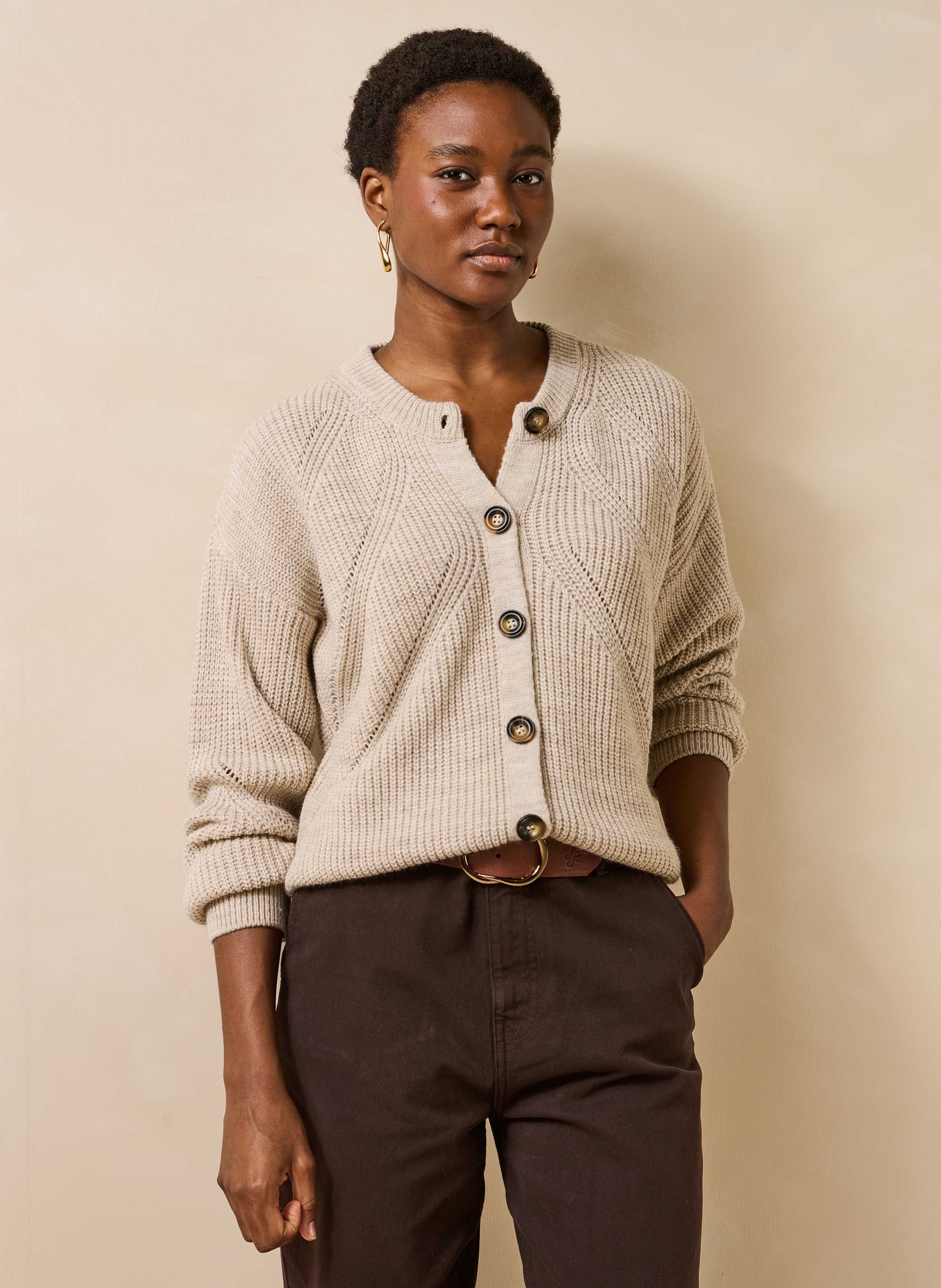 Cardigan col rond en laine mélangé LA FEE MARABOUTEE