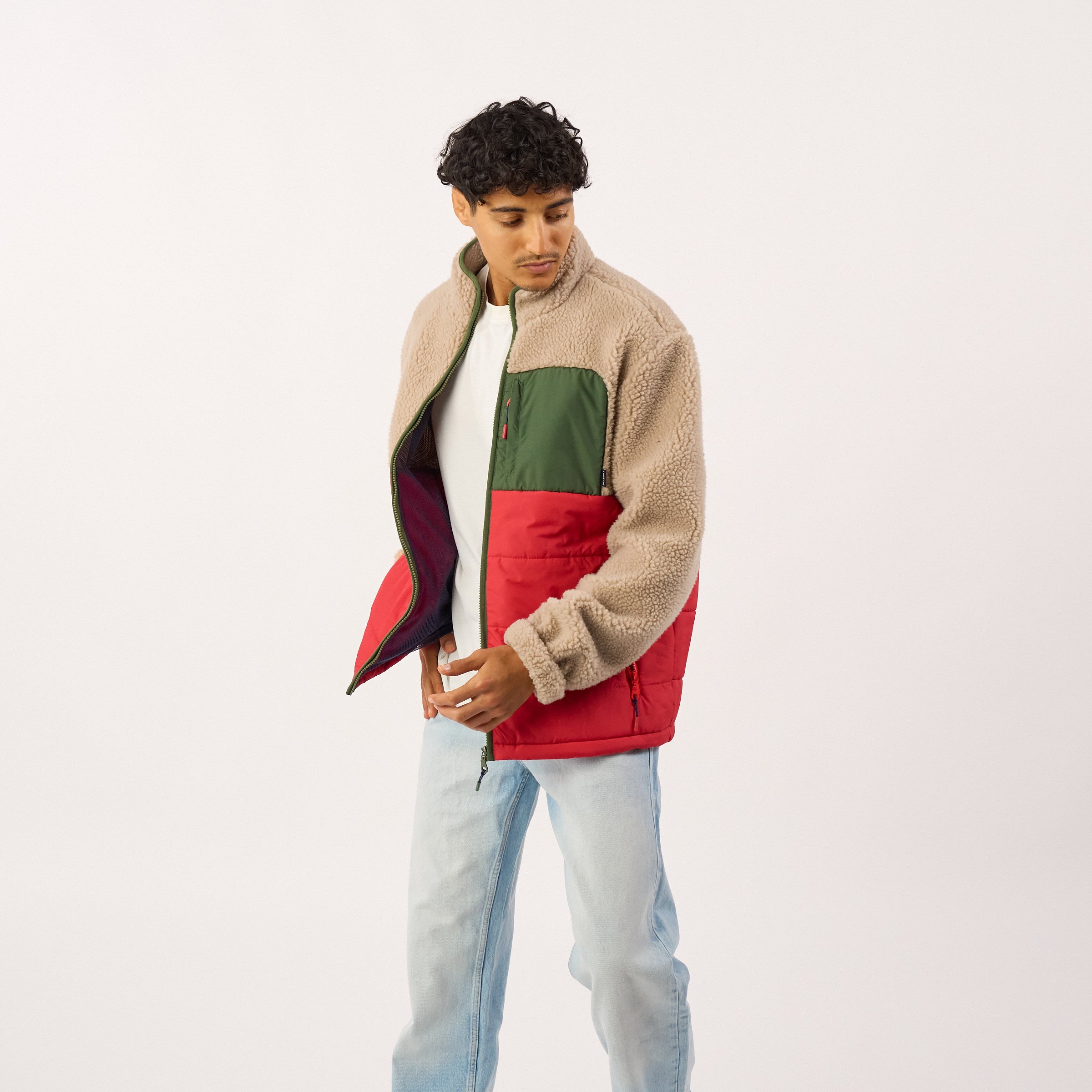 Sherpa bi-material jacket | Red BILLYBELT Men