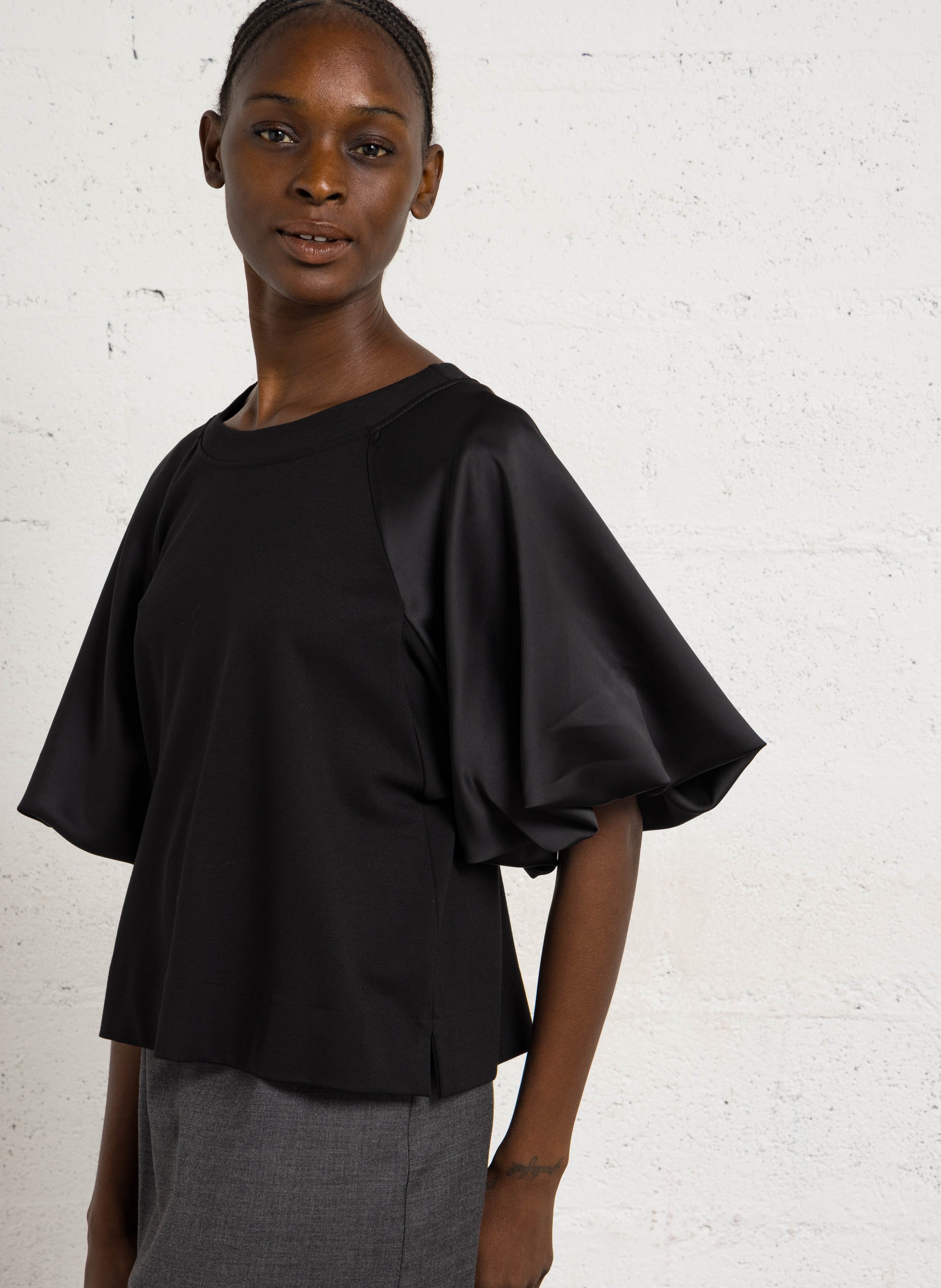 Round neck top with balloon sleeves IMPERIAL Brown