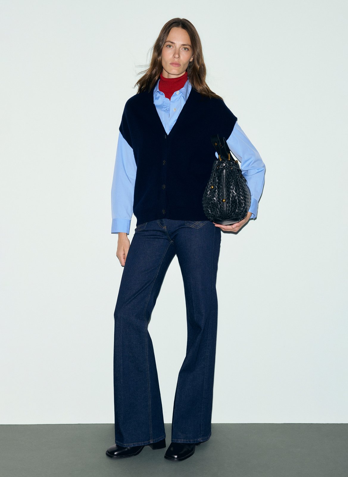 Oversized wool v-neck vest GERARD DAREL Blue