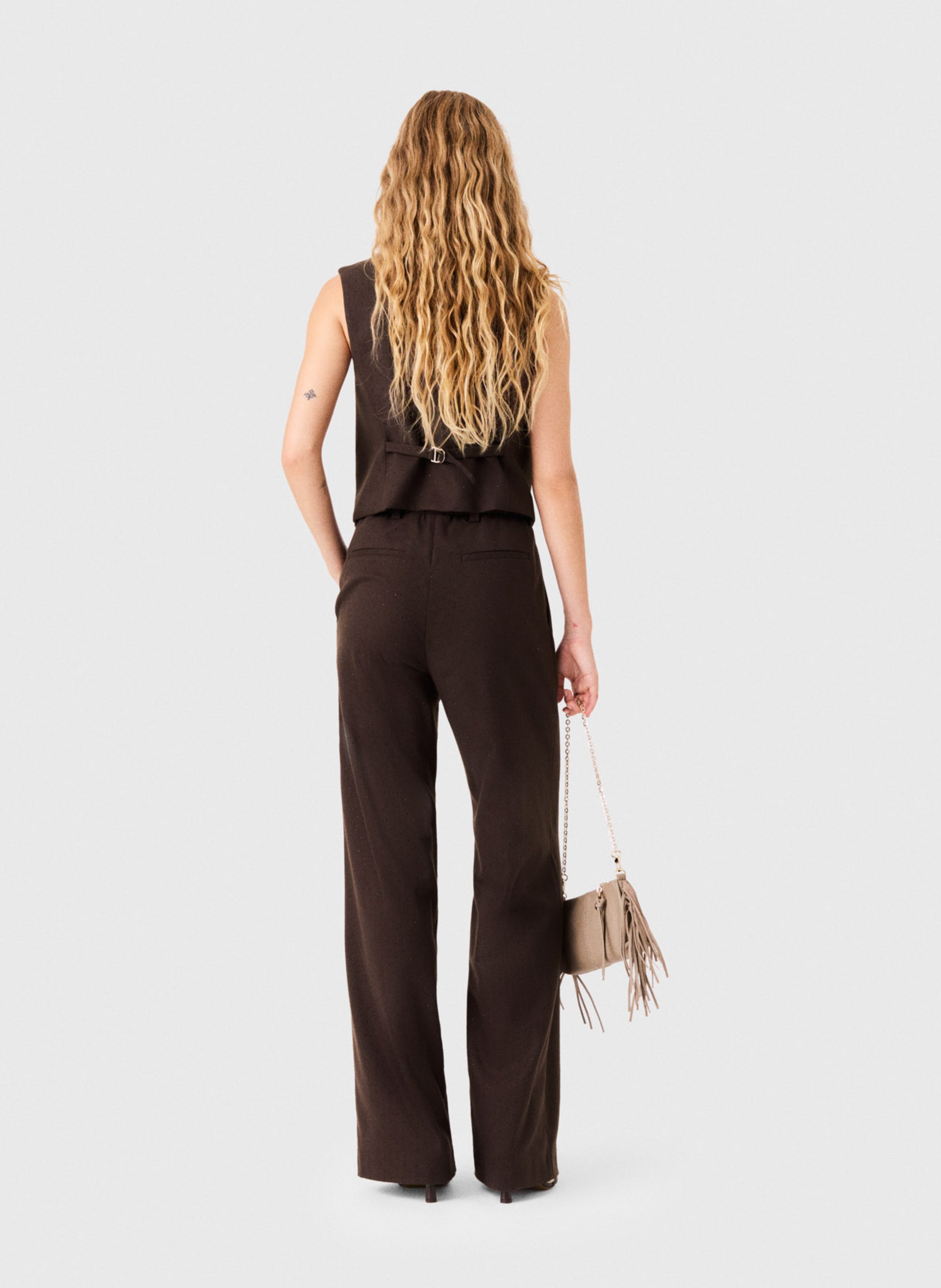 Wijde broek met hoge taille MAJE Bruin