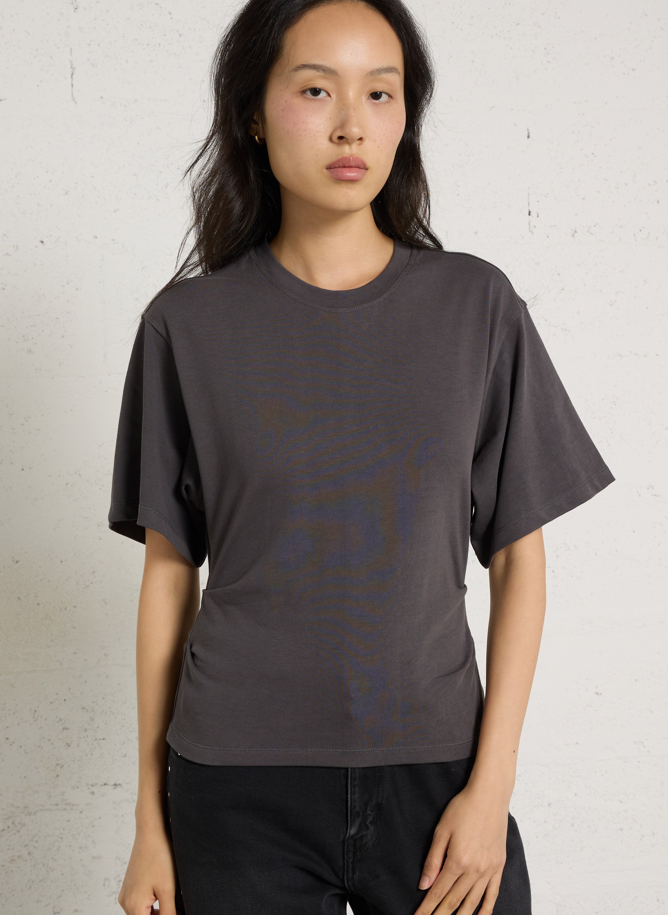 Kurzarm-T-Shirt mit gerüschter Baumwolle BERENICE