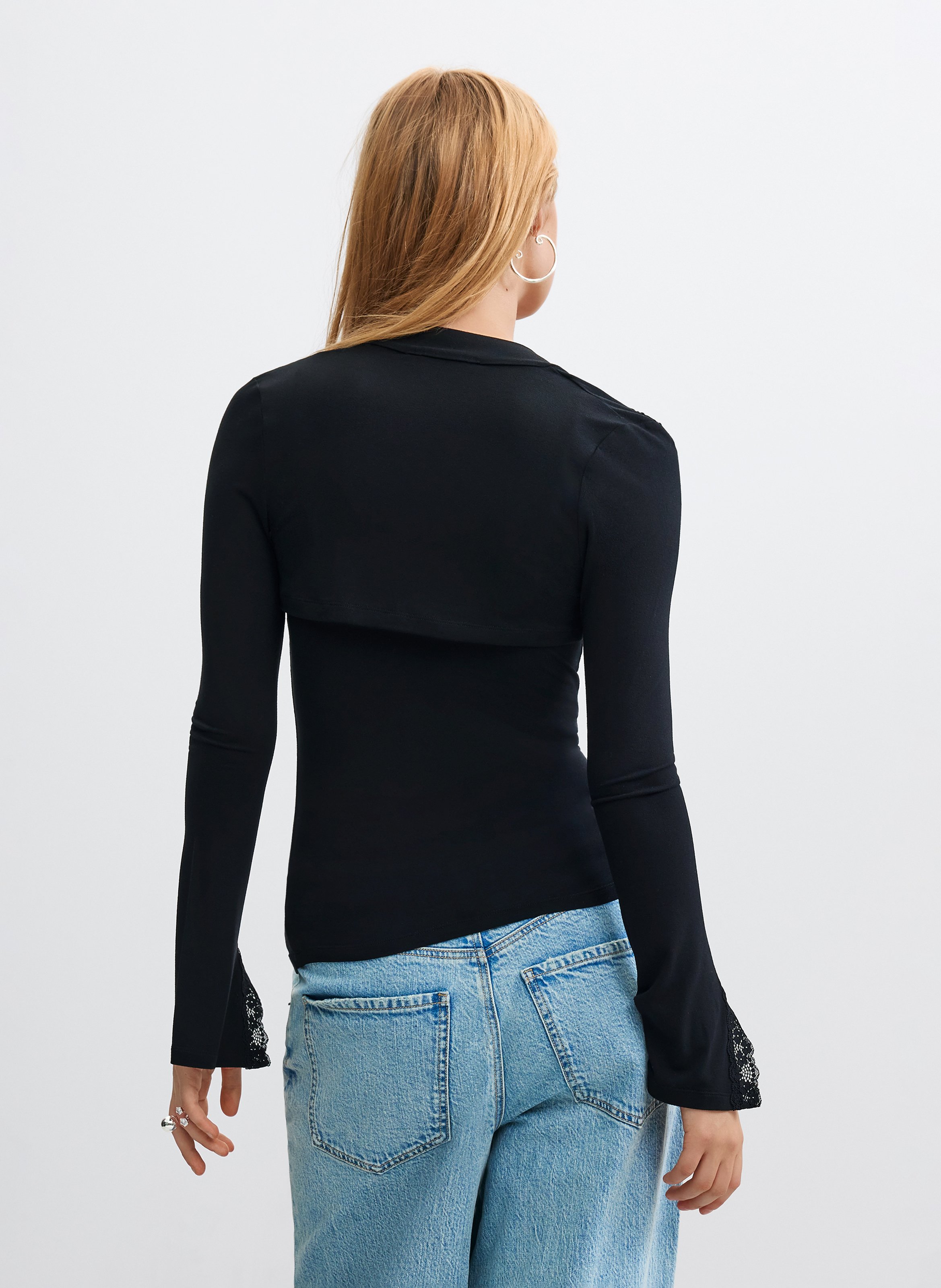 Aansluitende top met bandjes en effen gilet DESIGUAL Zwart