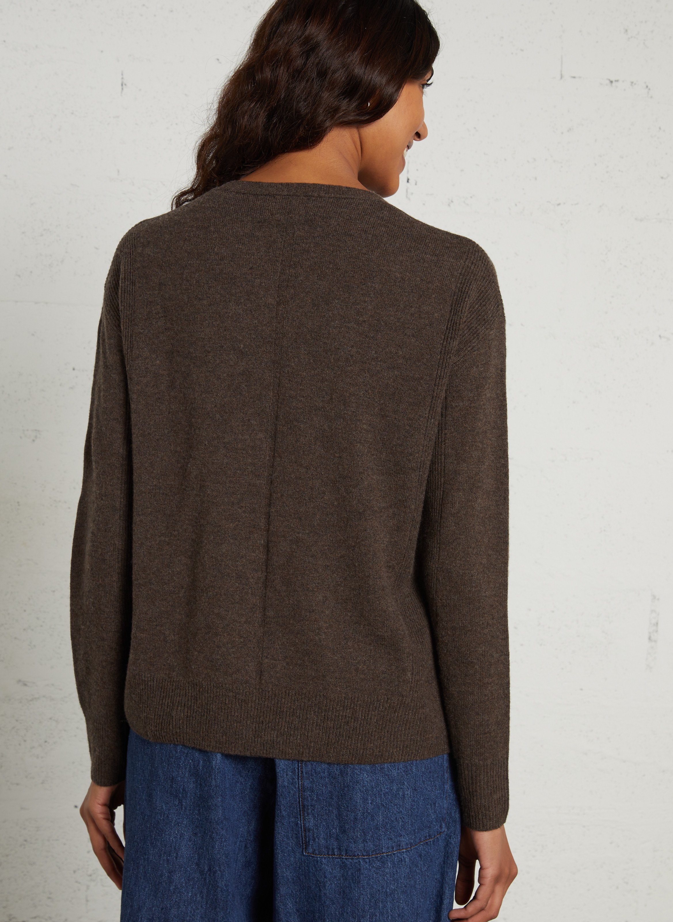 Pull droit col v en laine MAISON 123 Marron