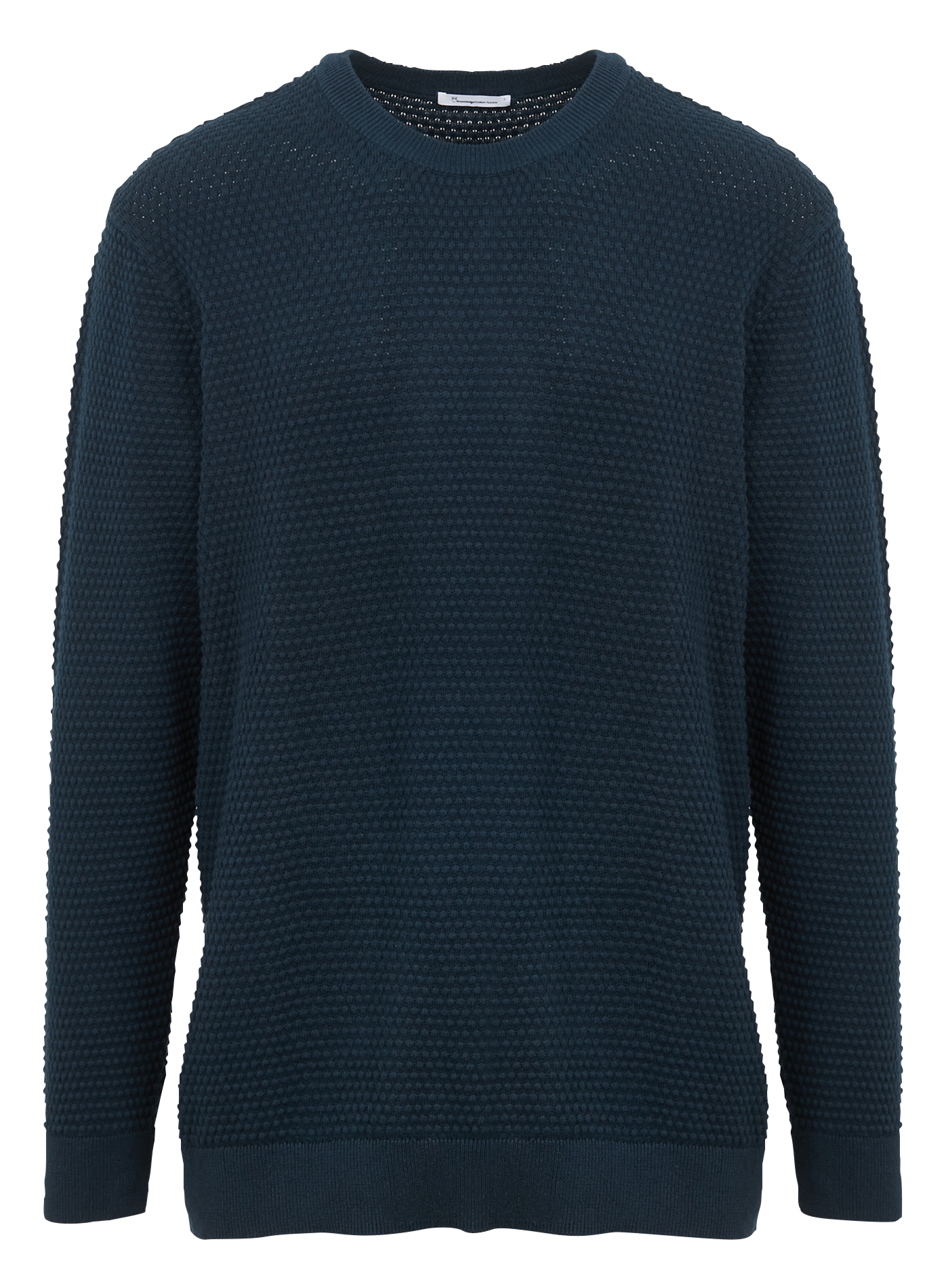 Maglione dritto scollo tondo in cotone bio Blu Knowledge cotton