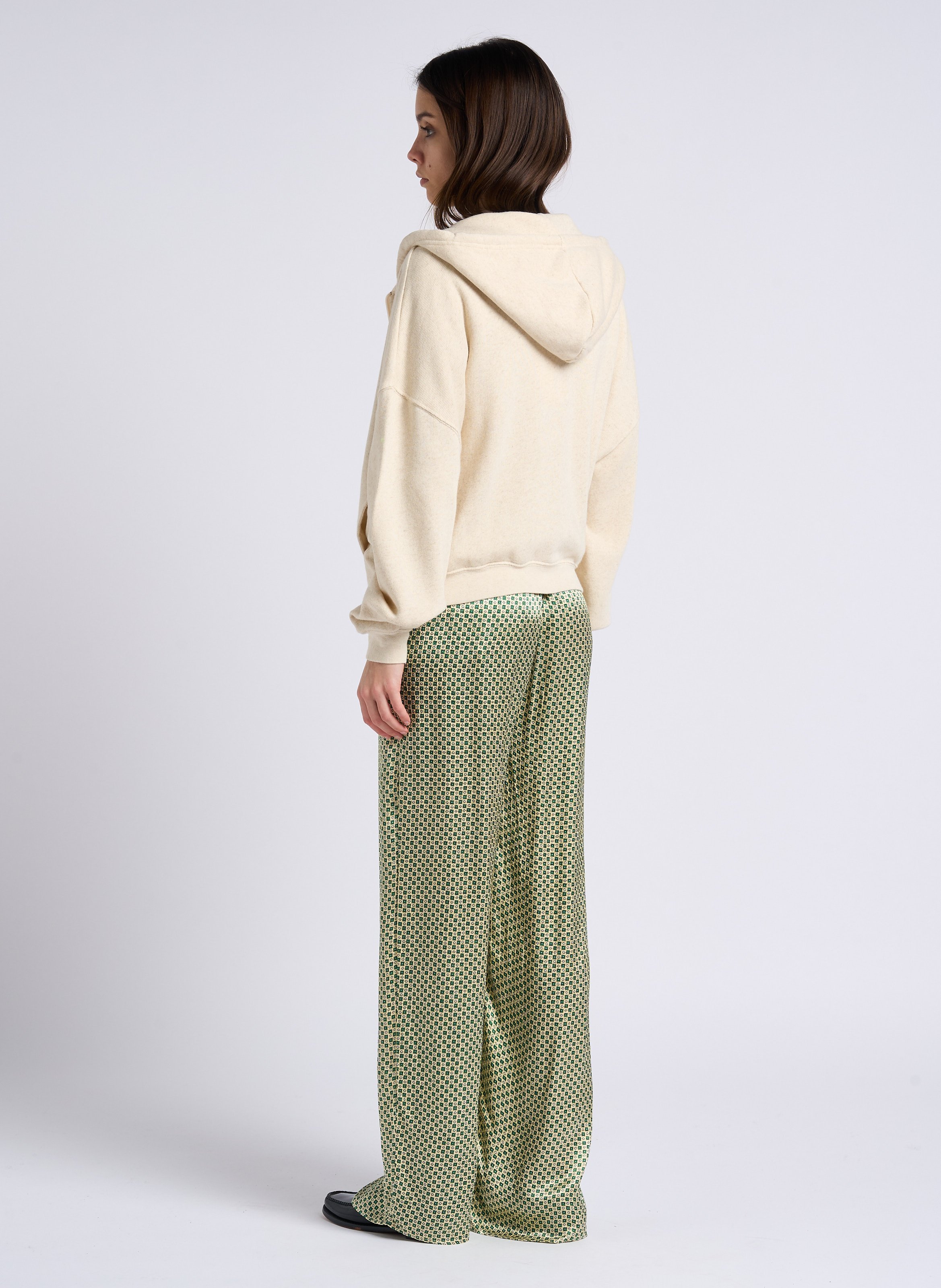 Sweat à capuche en coton bio et lin mélangé AMERICAN VINTAGE Beige