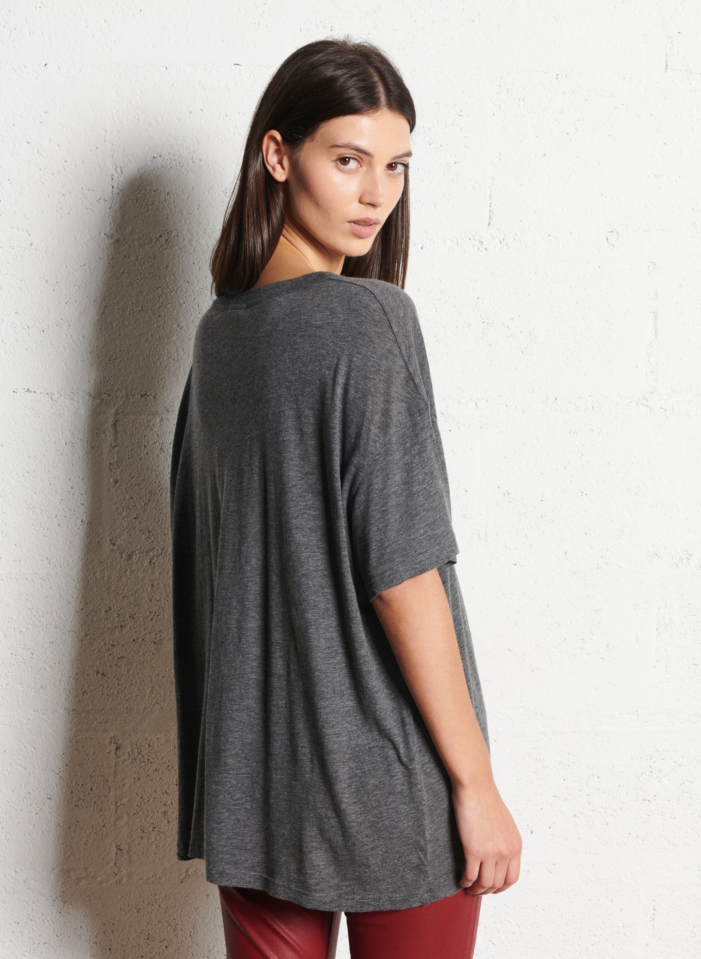 Loose-fit long-sleeved cotton and cashmere T-shirt with round neck AMERICAN VINTAGE Grey