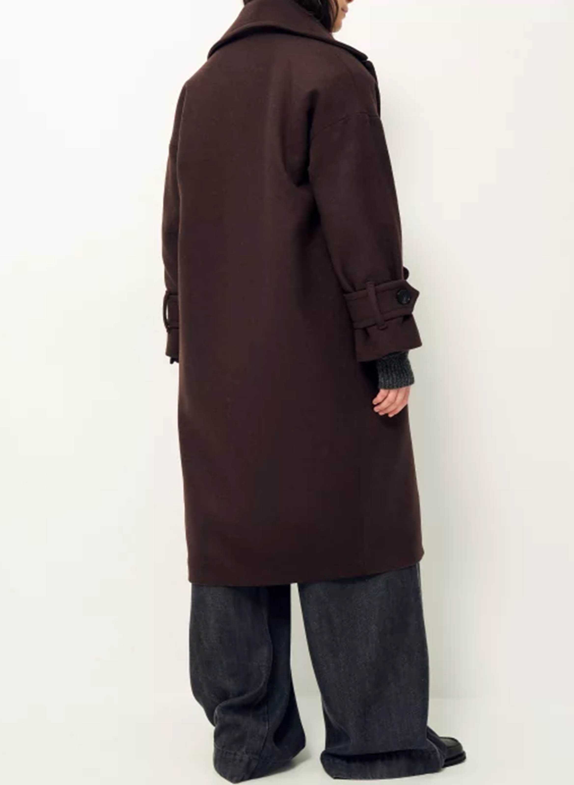 Oversized wool-blend coat with tailored collar SESSUN Brown