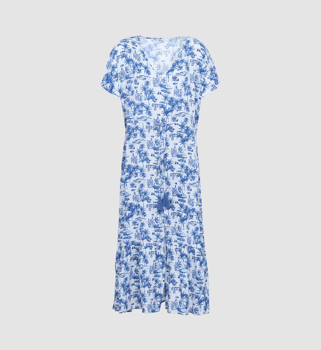 Long summer dress in Balinese canvas. GILI'S Blue