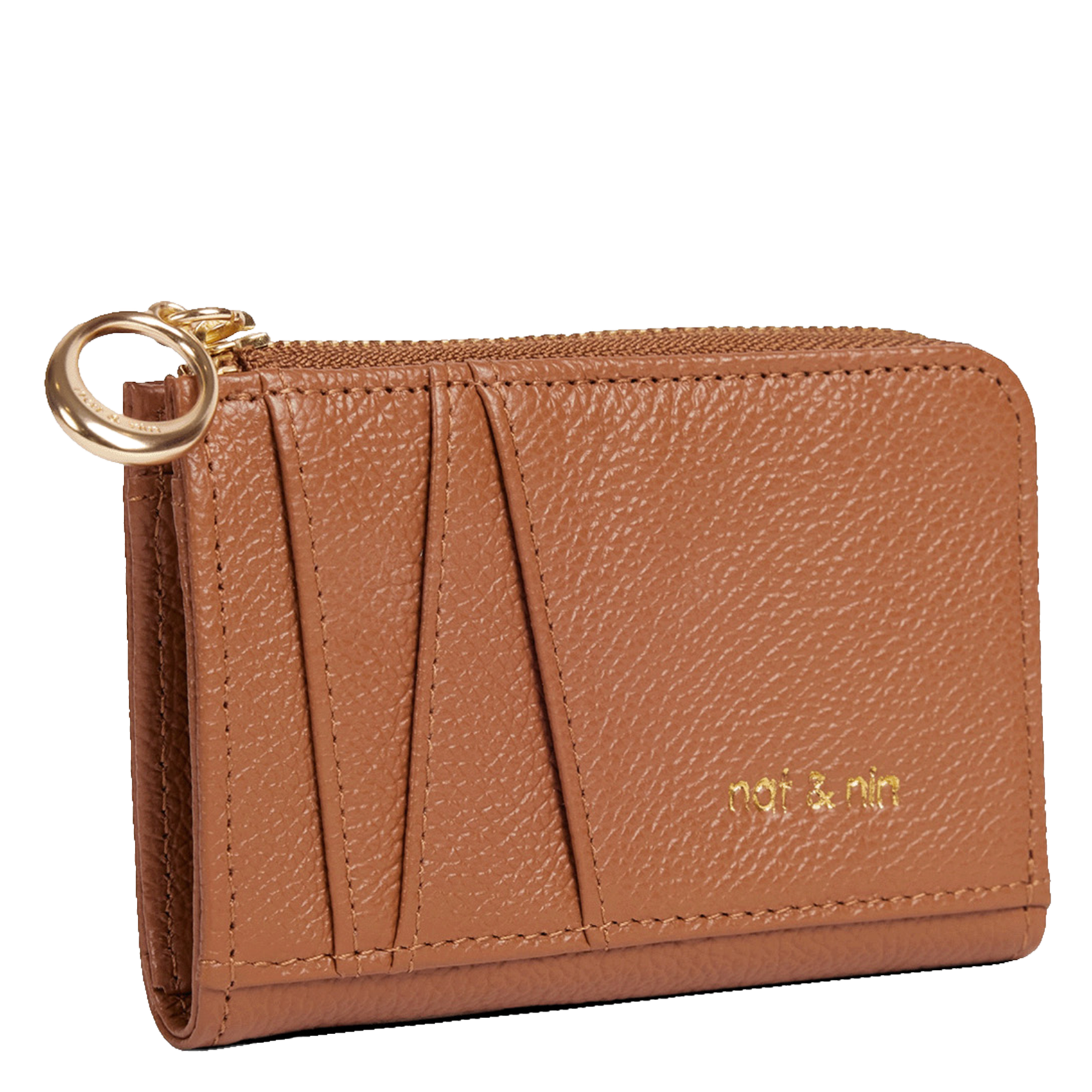 Porte-cartes en cuir grainé NAT & NIN Marron