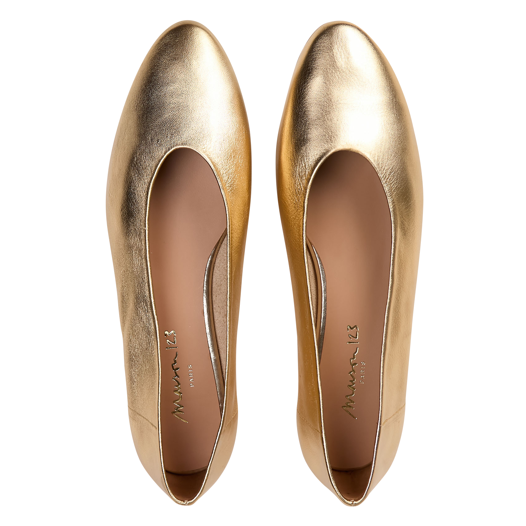 Flat leather ballet pumps MAISON 123 Golden