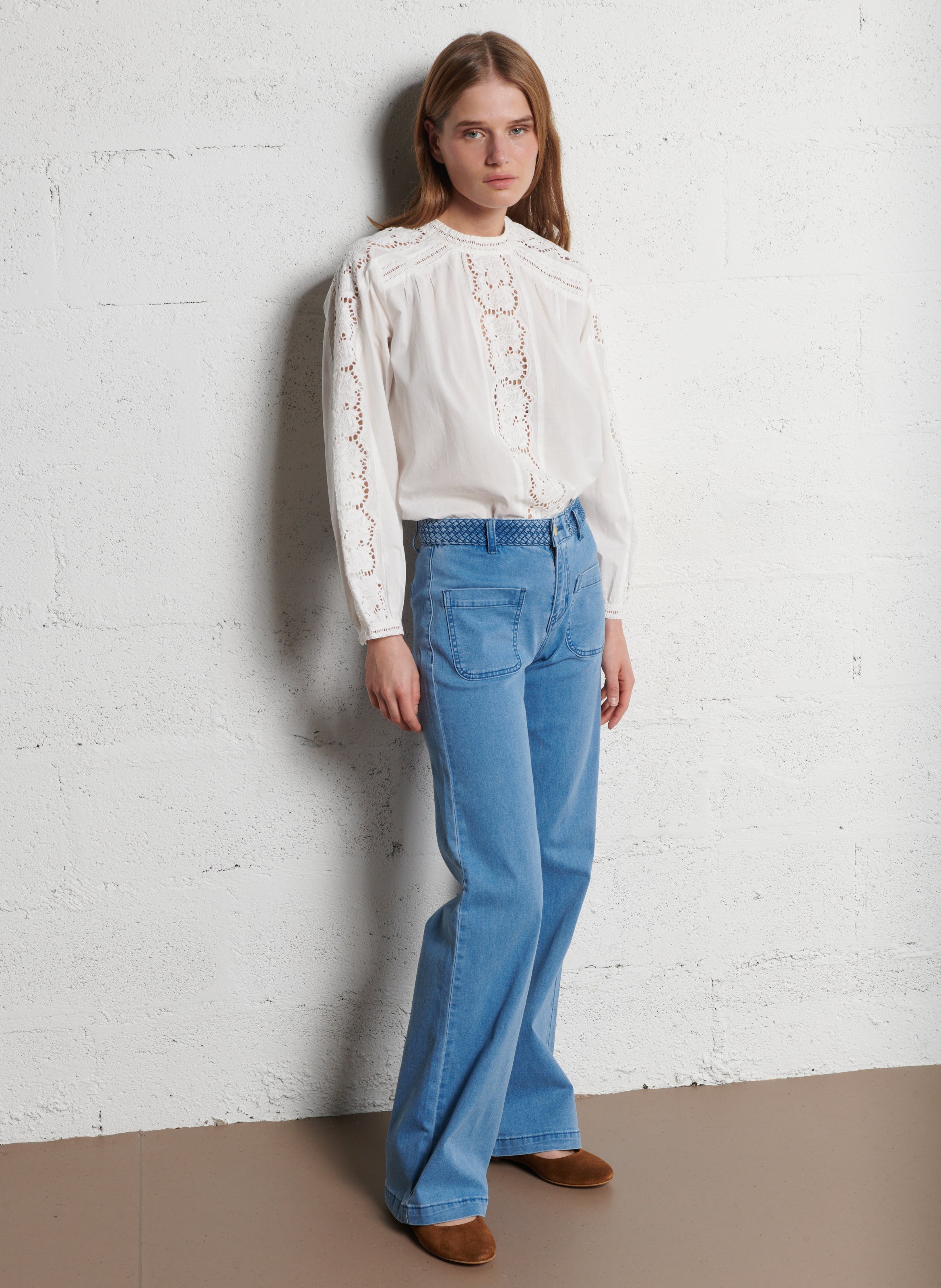 Loose-fit high-neck cotton blouse LA PETITE ETOILE Beige