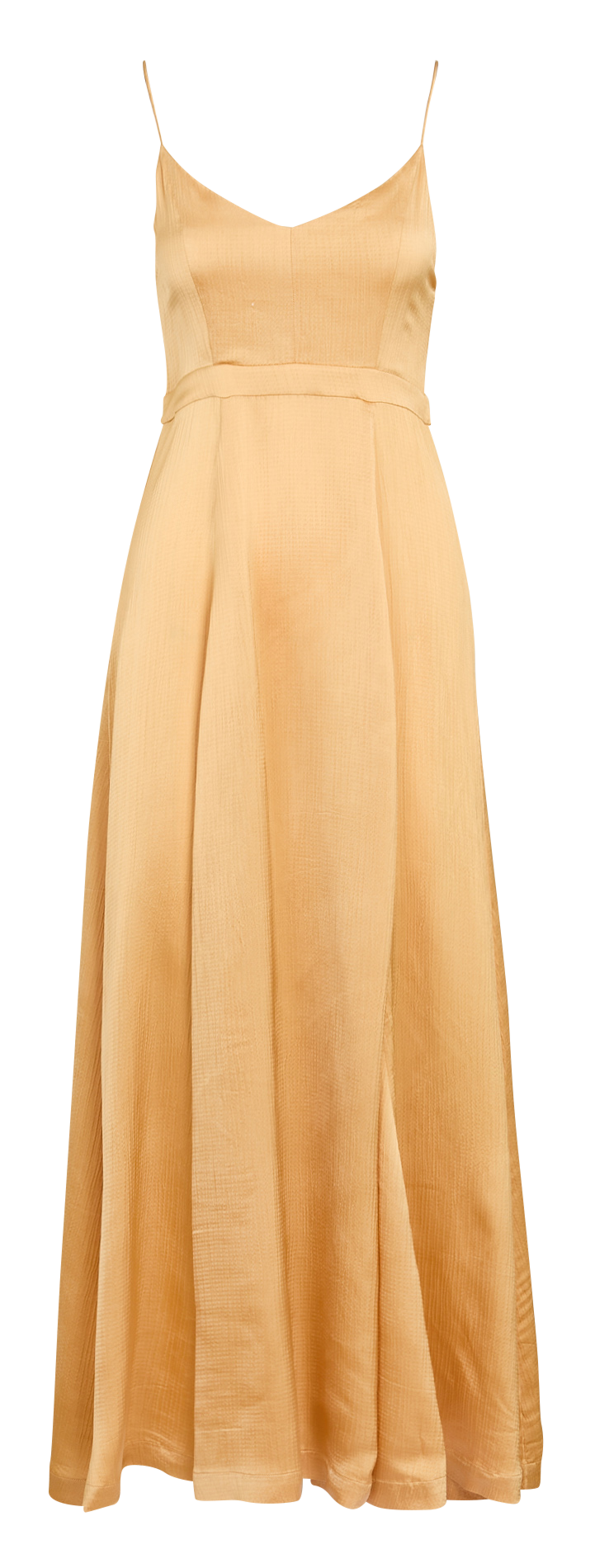 Lange, glanzende jurk met V-hals KARMA KOMA Beige