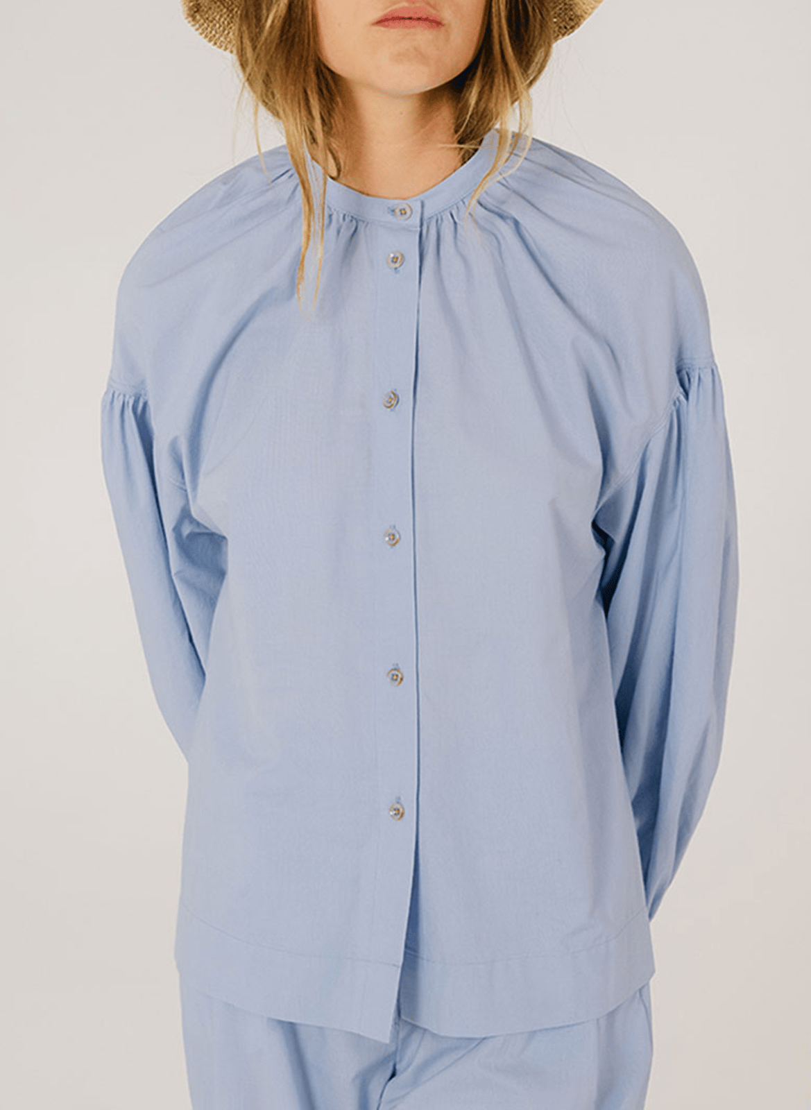 Round-neck cotton blouse TINSELS Blue