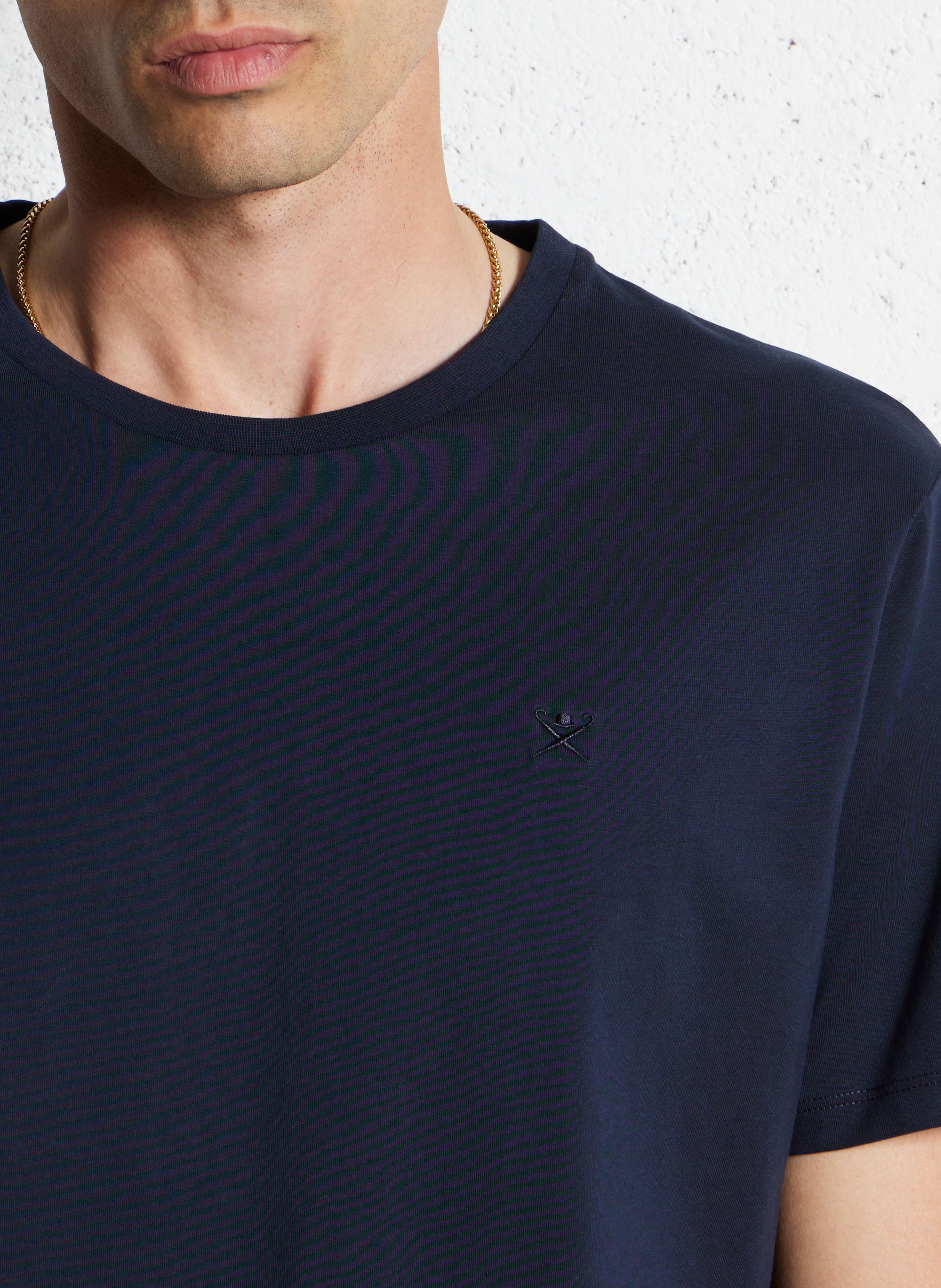Tone-on-tone logo cotton t-shirt HACKETT Blue