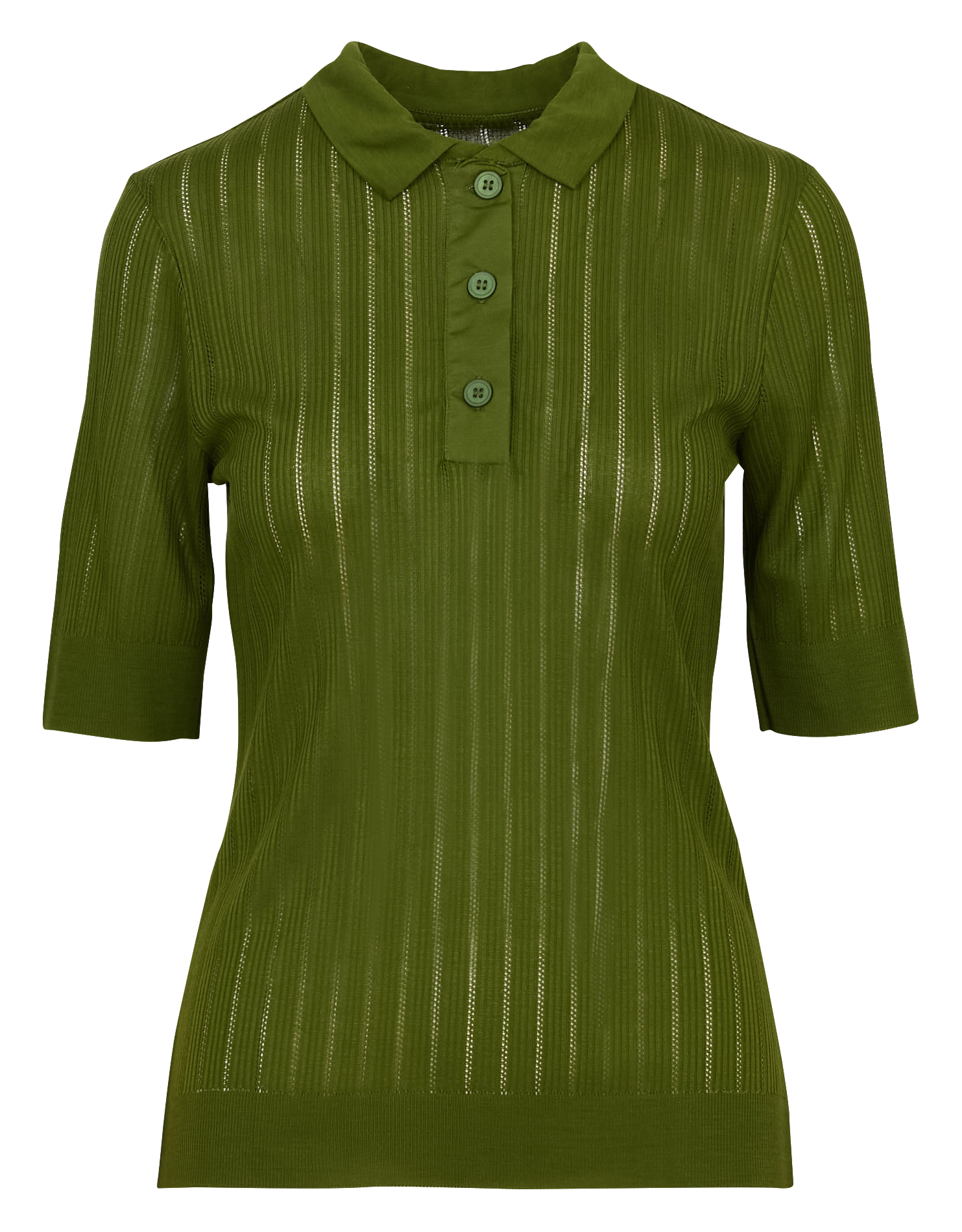 Ribbed short sleeve polo MAJESTIC FILATURES Green