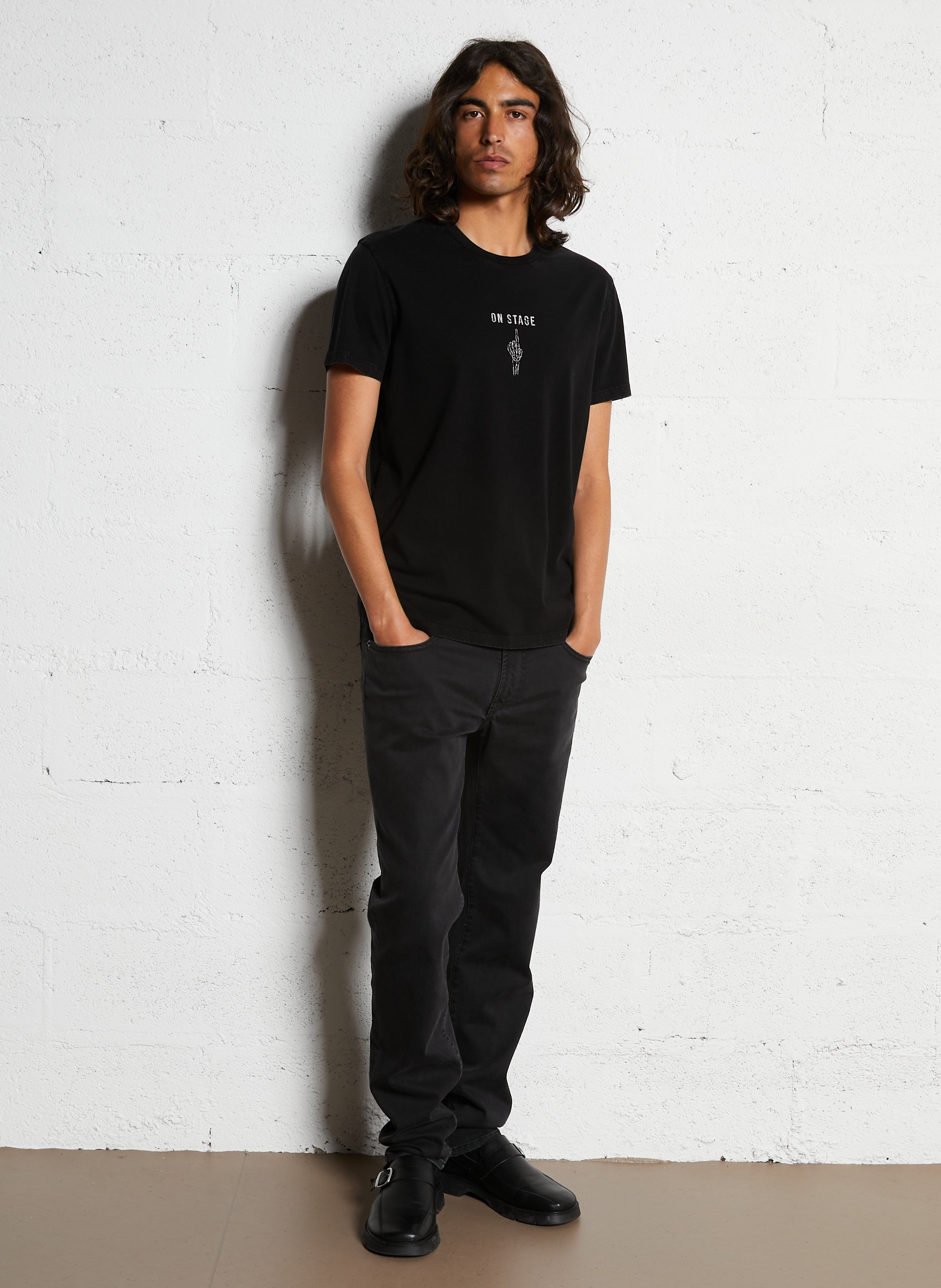 Gerader T-Shirt aus bedruckter Baumwolle IKKS Schwarz