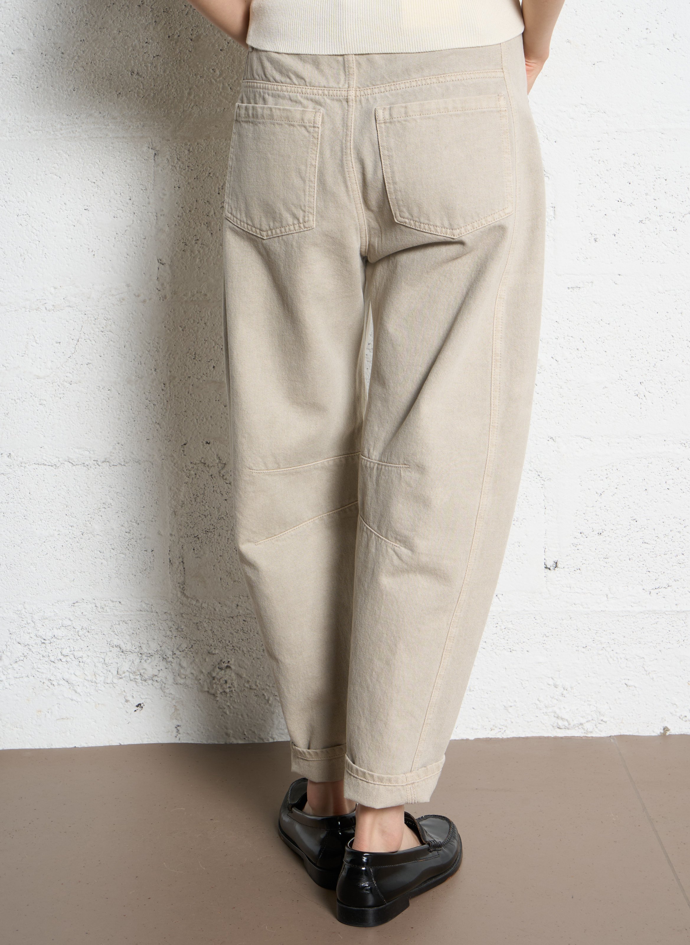 Weite Ballonhose in einfarbigem Baumwolle IKKS Beige