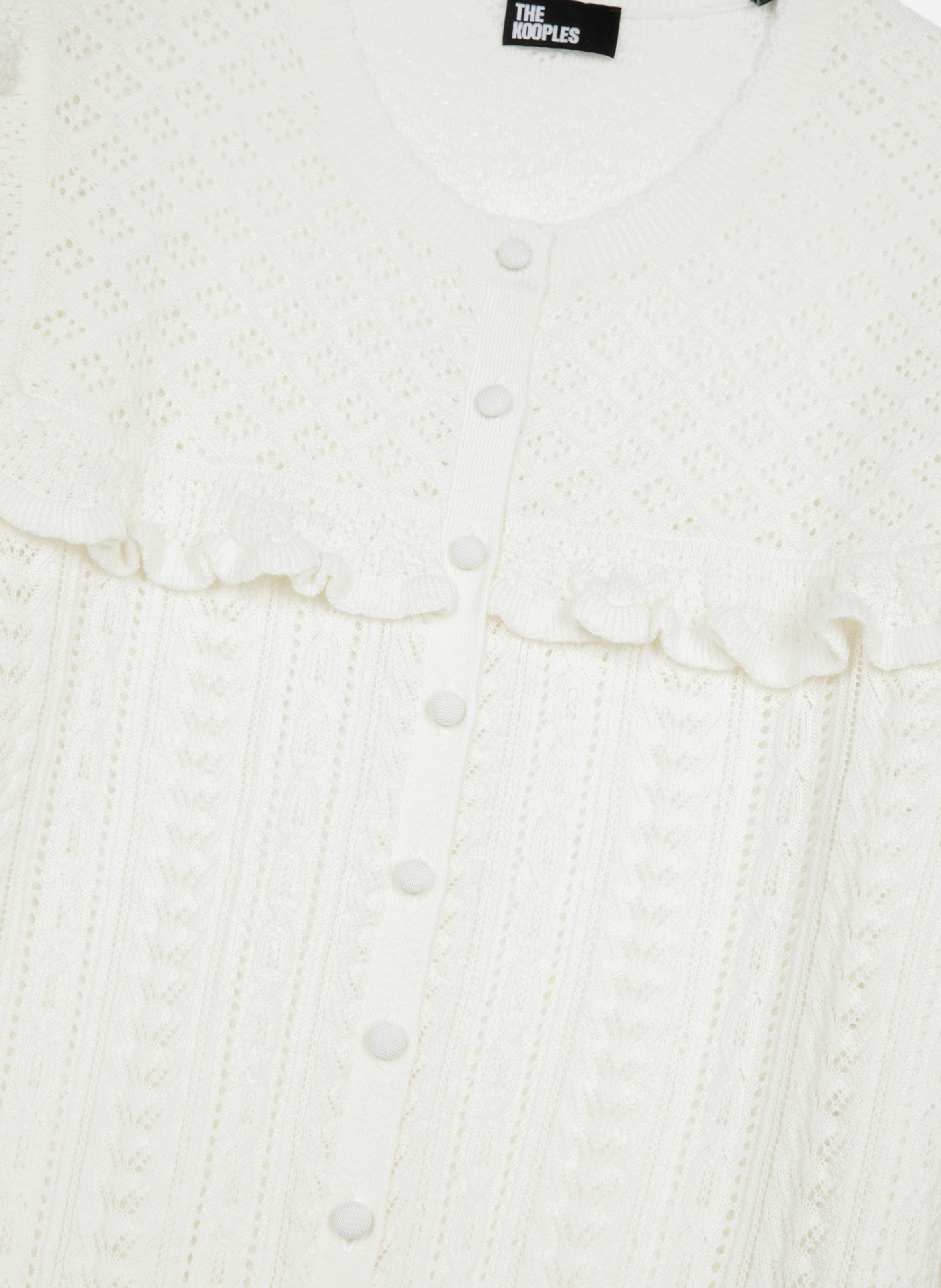 Cardigan with merino wool ruffles THE KOOPLES Beige