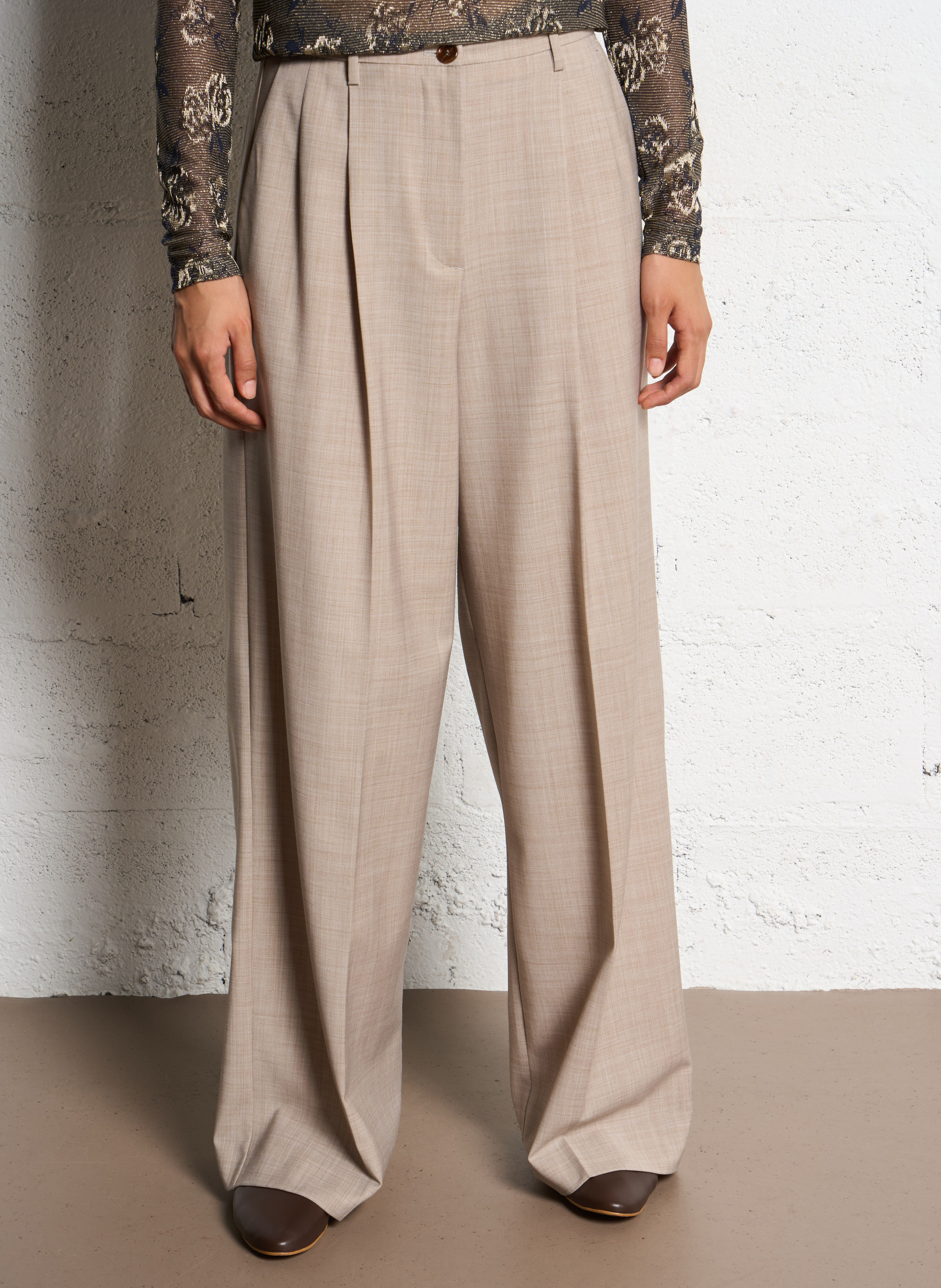 Pantalon large en laine mélangée MOMONI