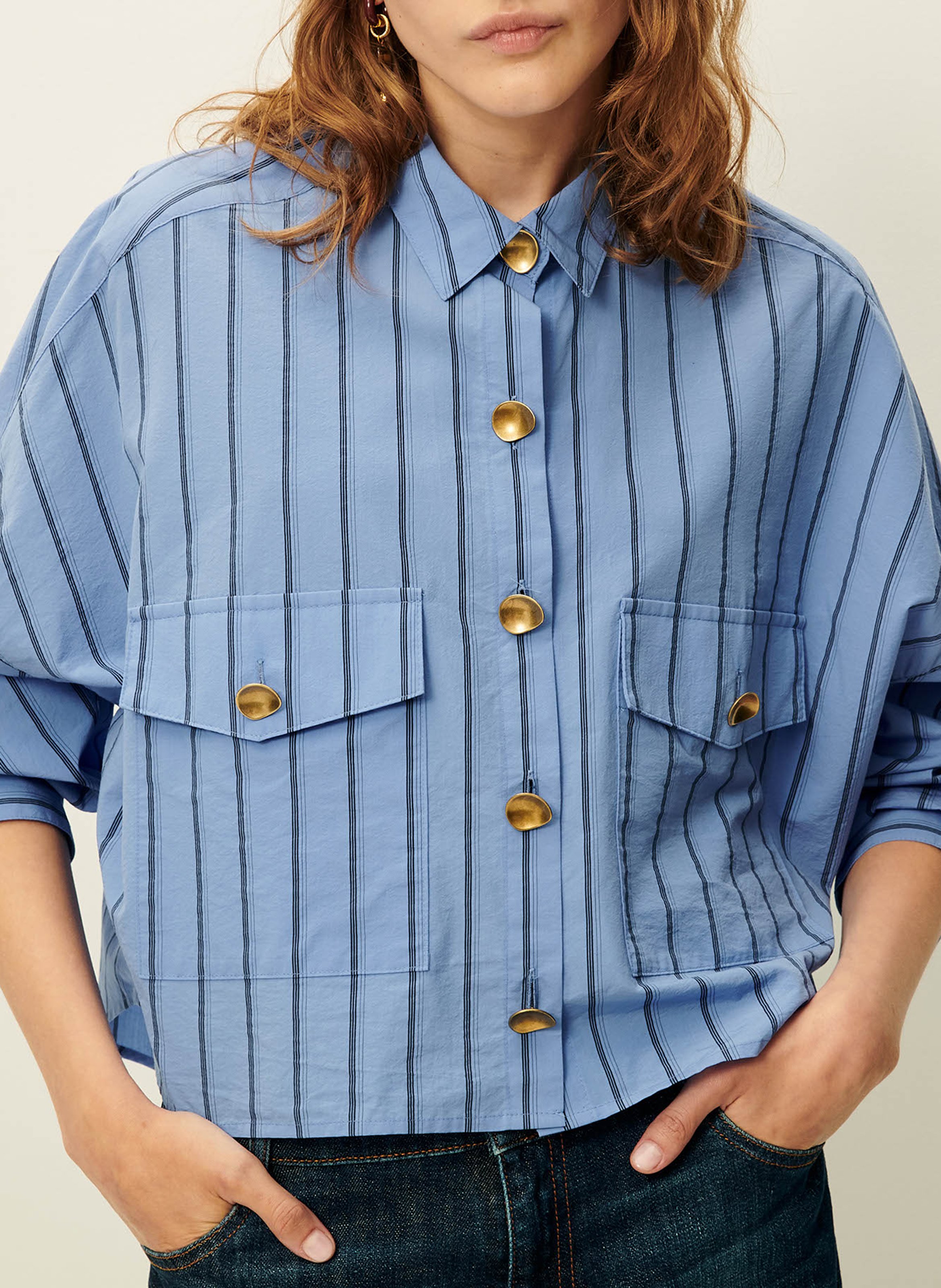 Chemise col classique en coton mélangé SESSUN Bleu