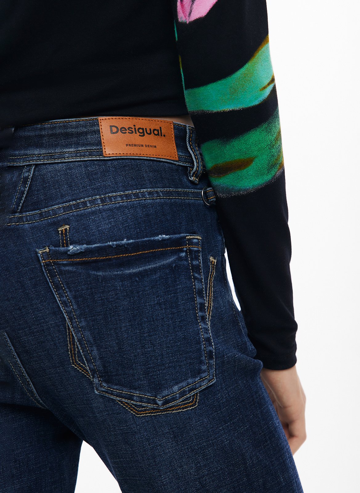 Jean flare en coton mélangé DESIGUAL Bleu