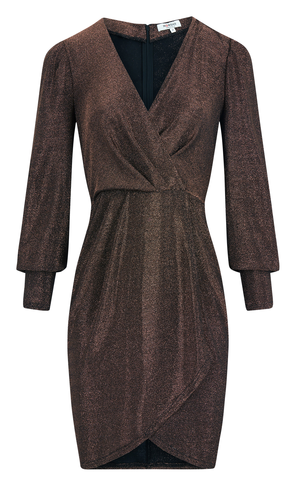 Short metallic wrap-over dress MORGAN Grey