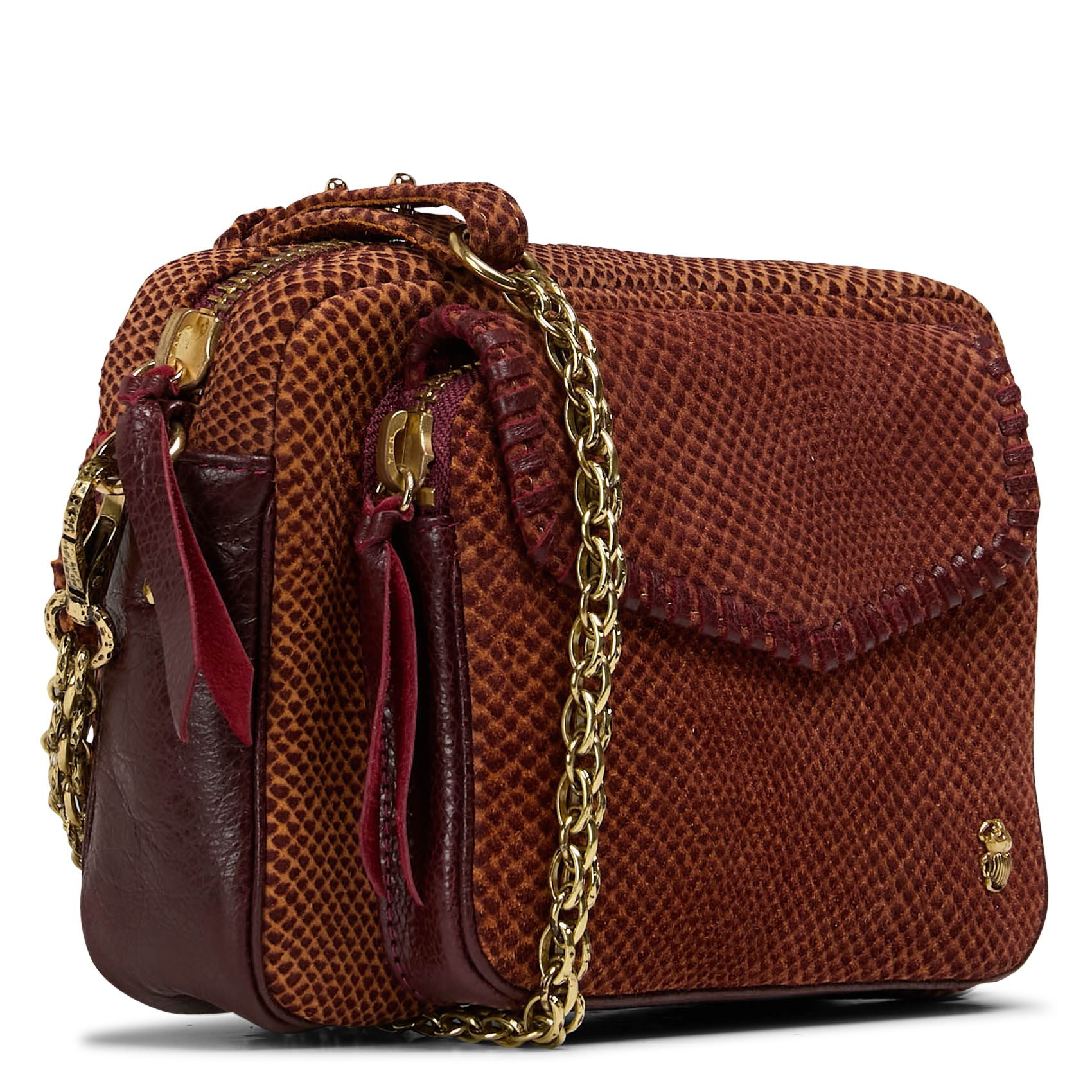 Sac bandoulière en cuir mélangé CLARIS VIROT Rouge