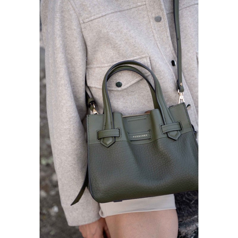 Handbag - cowhide leather POURCHET Khaki