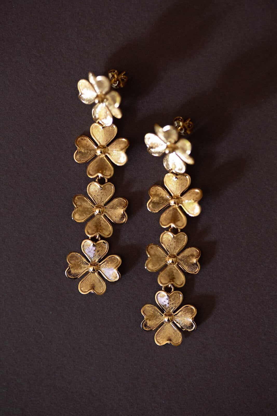 Dangling clover gold-plated stud earrings MONSIEUR SIMONE Golden