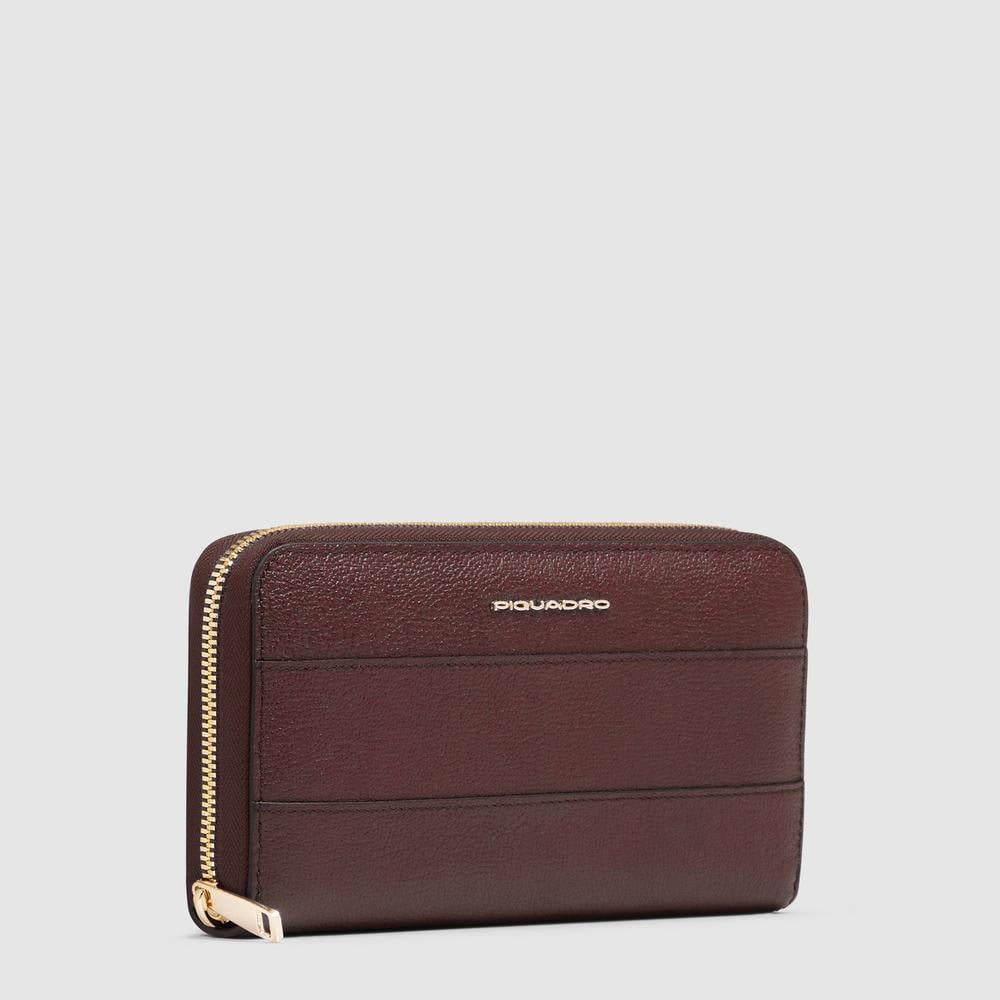 Grand portefeuille femme avec 4 soufflets, porte-monnaie, porte-cartes de crédit et protection rfid PIQUADRO Rouge