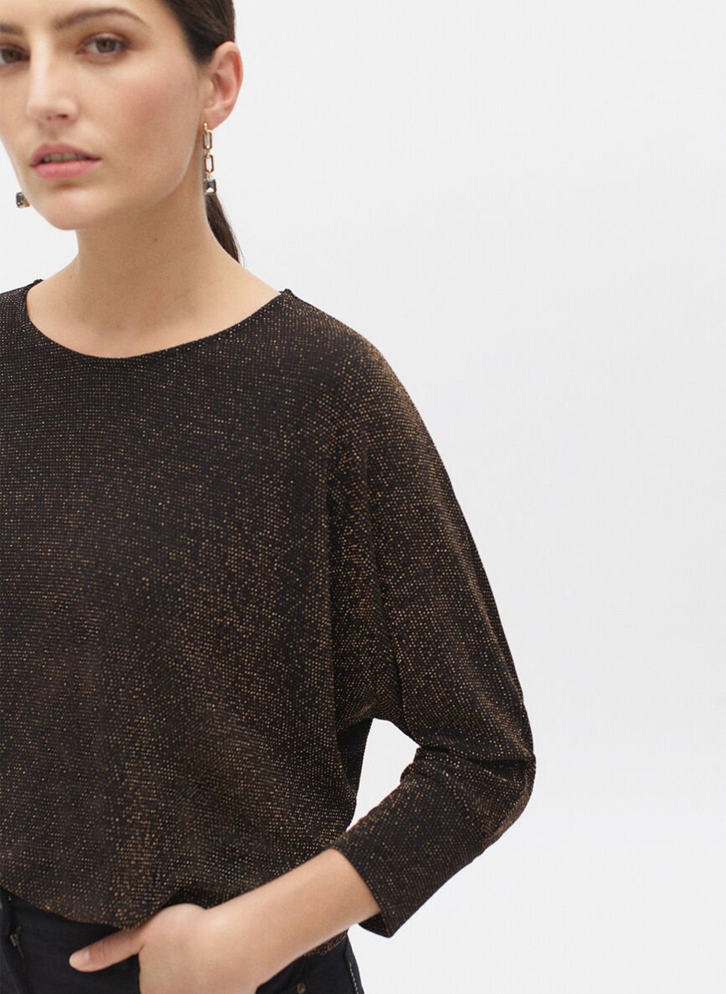 Loose-fit shiny round-neck top CAROLL Golden