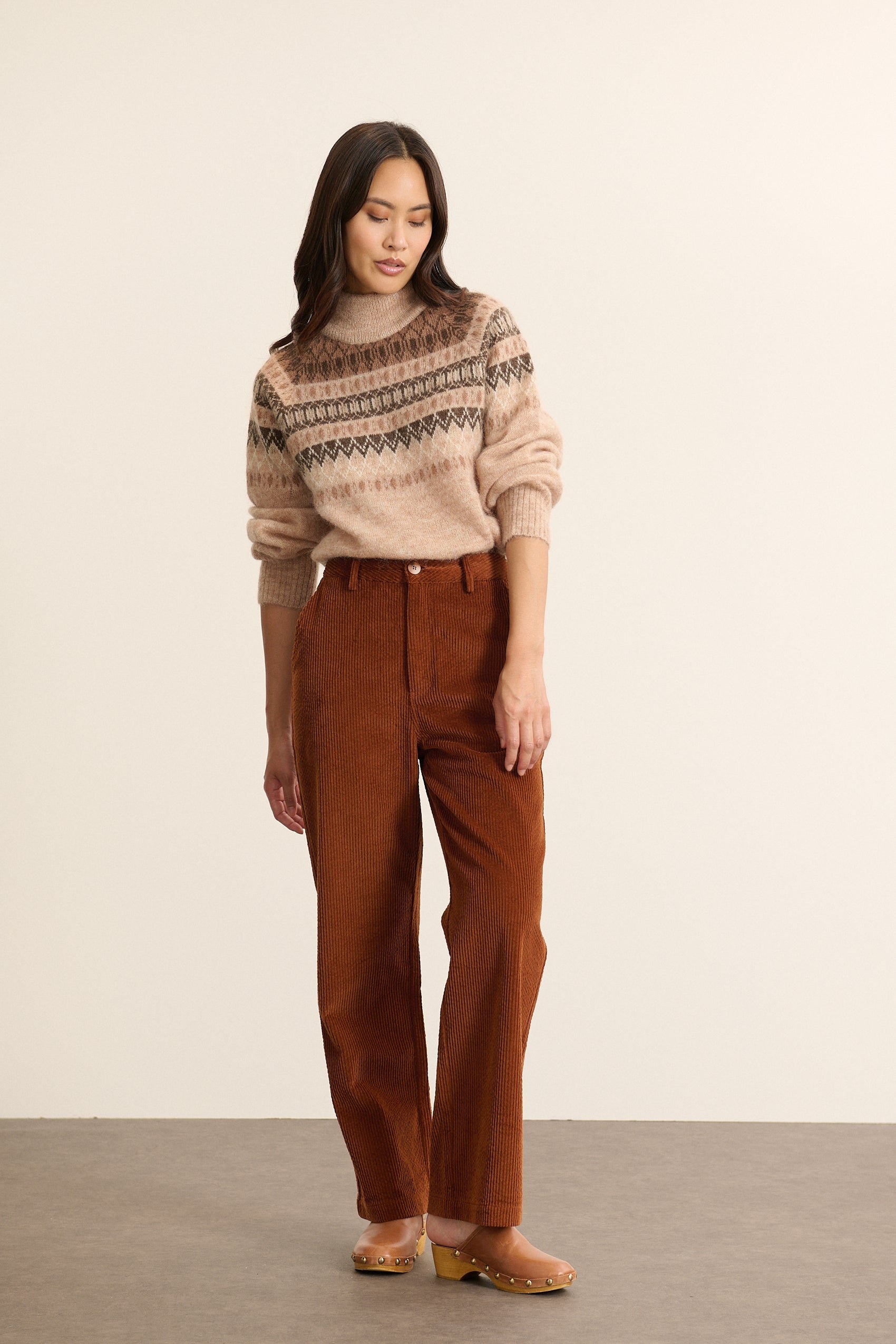 High-neck sweater with Norwegian jacquard pattern GARANCE PARIS Beige
