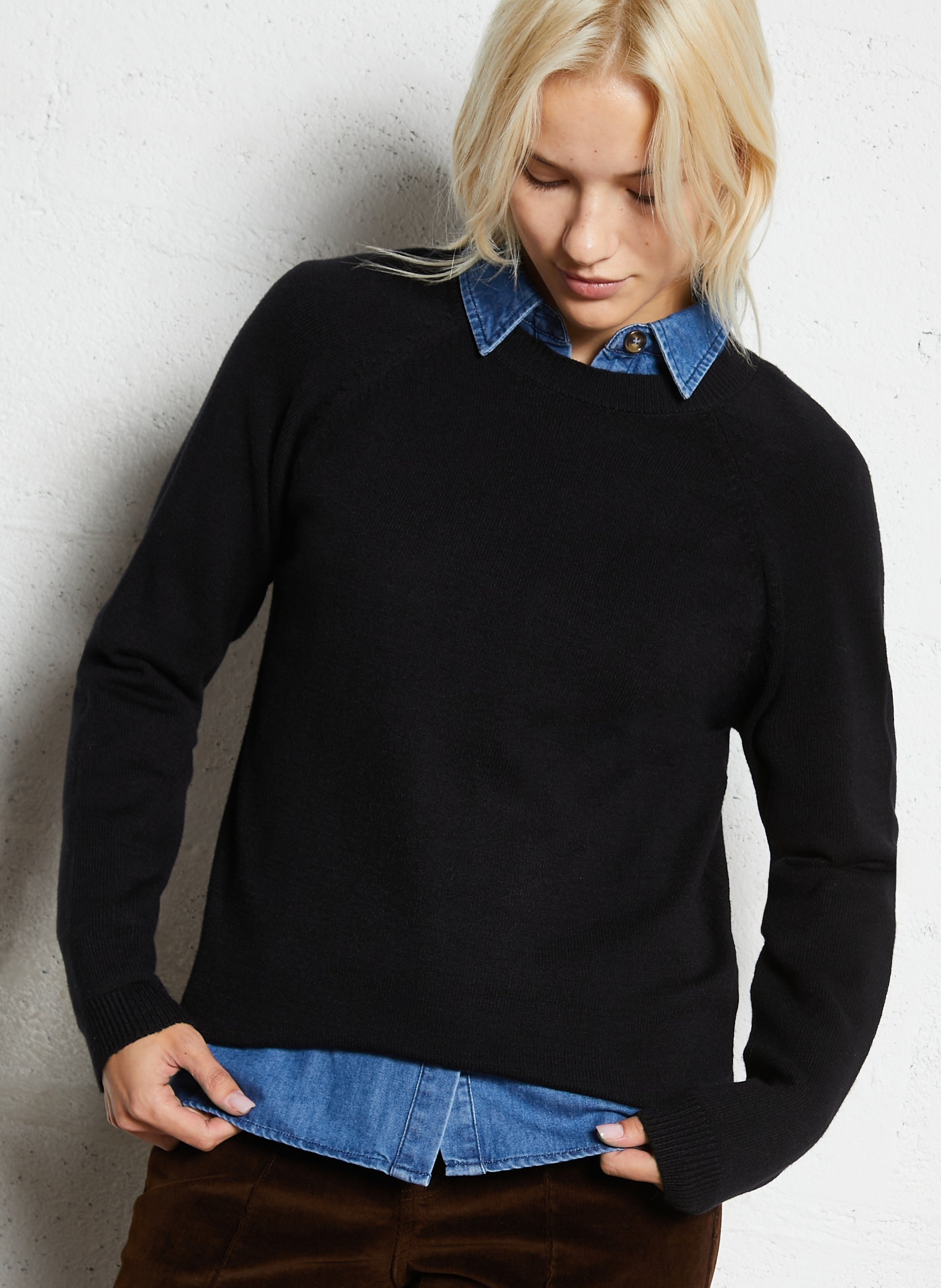 Pull oversize col rond en maille SUD EXPRESS Noir