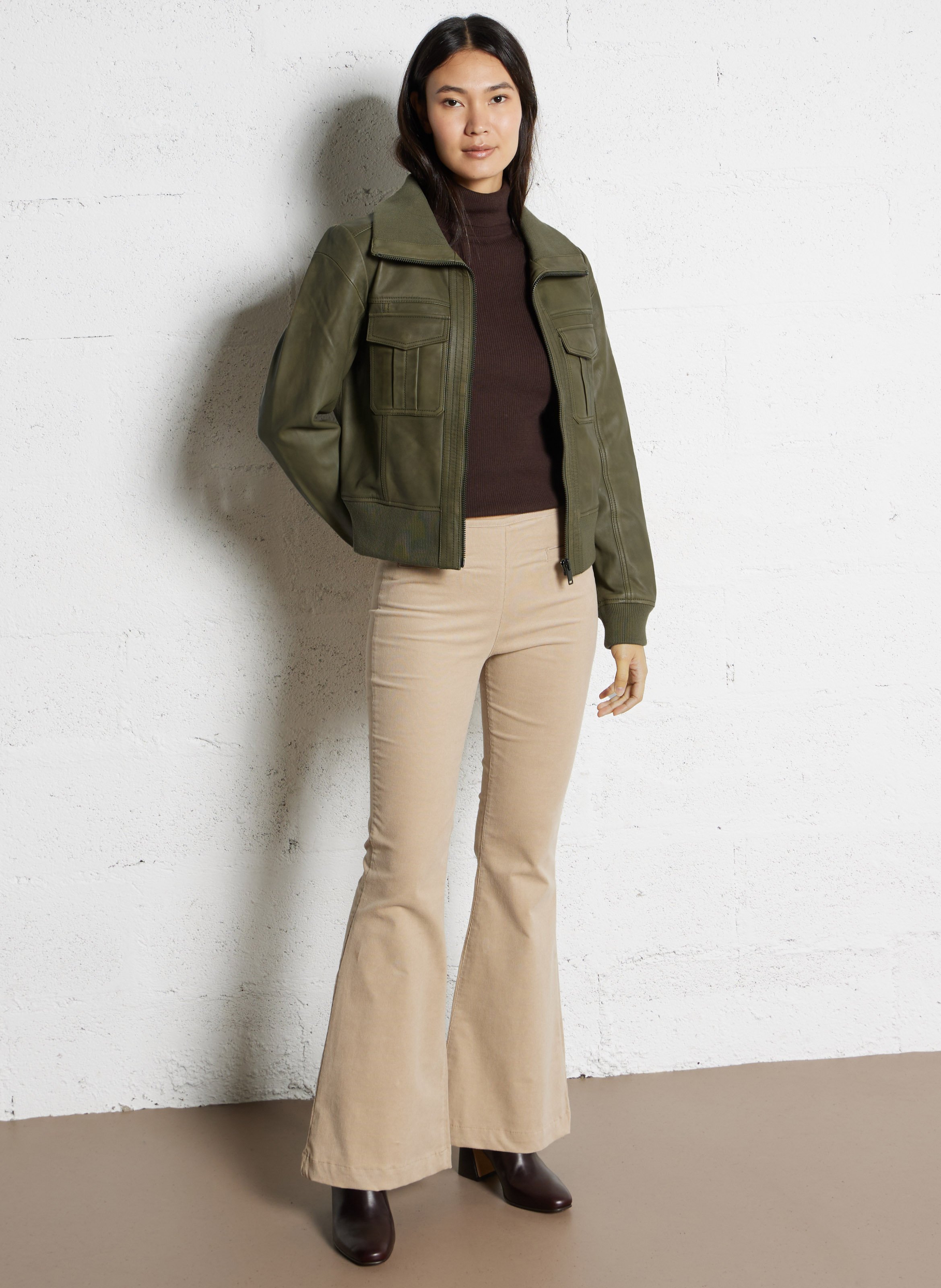 Broek met uitlopende pijpen van katoen ACQUAVERDE Beige