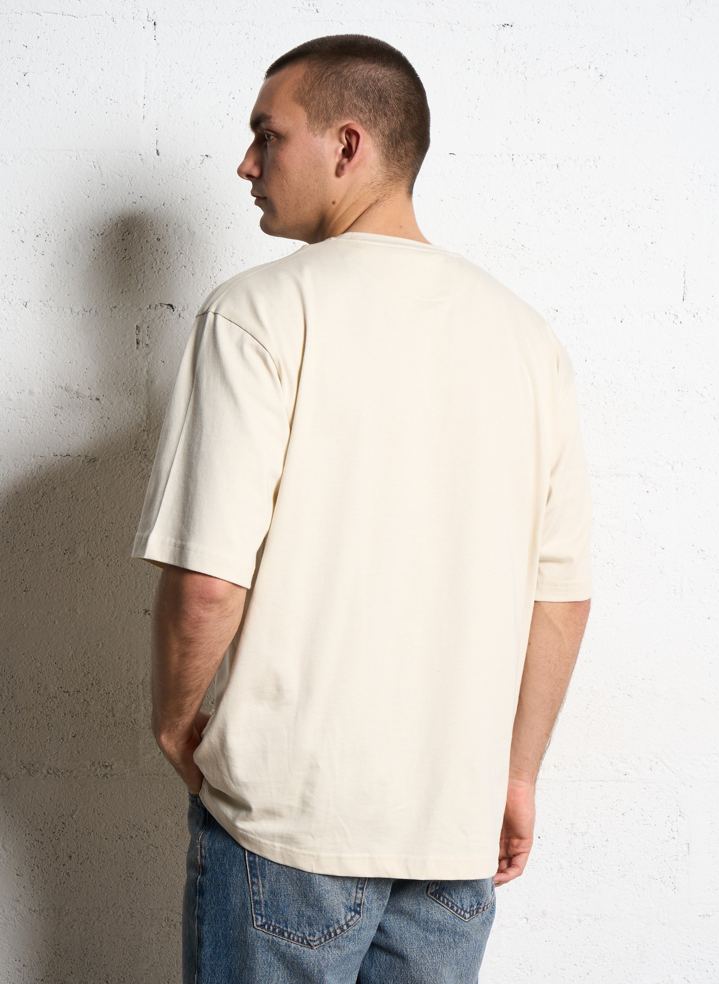 Straight-cut embroidered organic cotton T-shirt with round neck CHEVIGNON White
