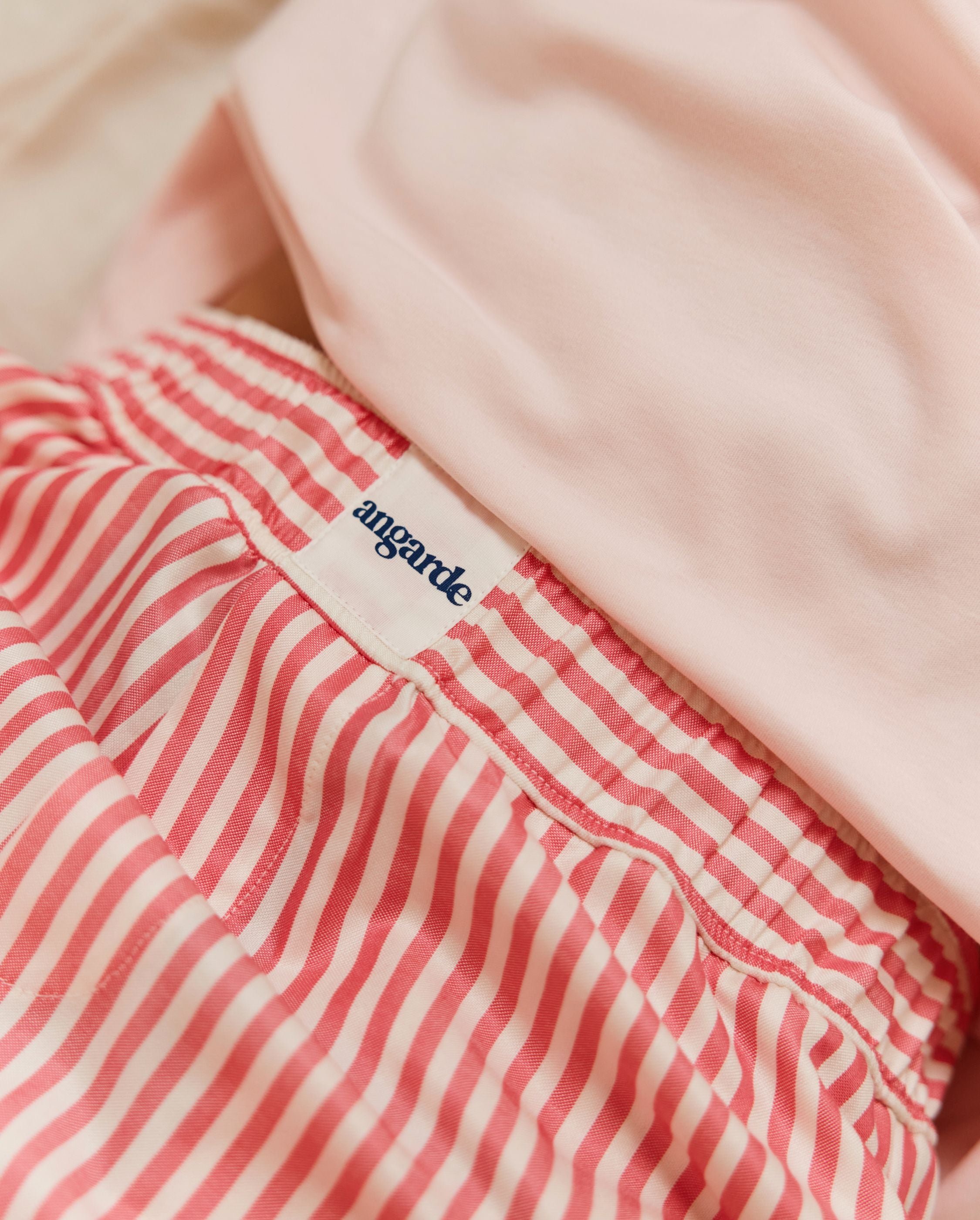 Women's short in tencel, fuchsia stripes ANGARDE Pink