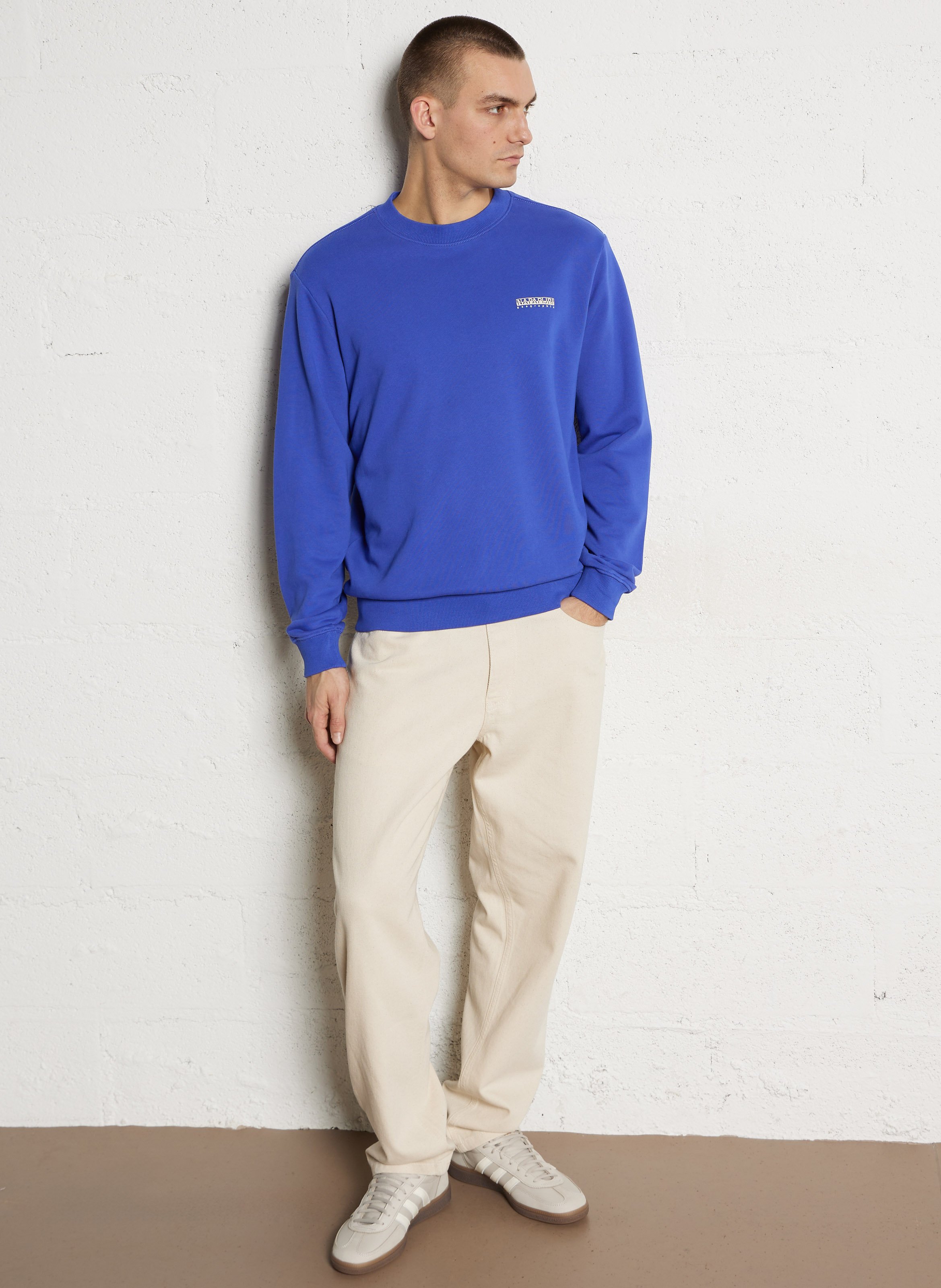 Sweat droit col rond en coton NAPAPIJRI Bleu