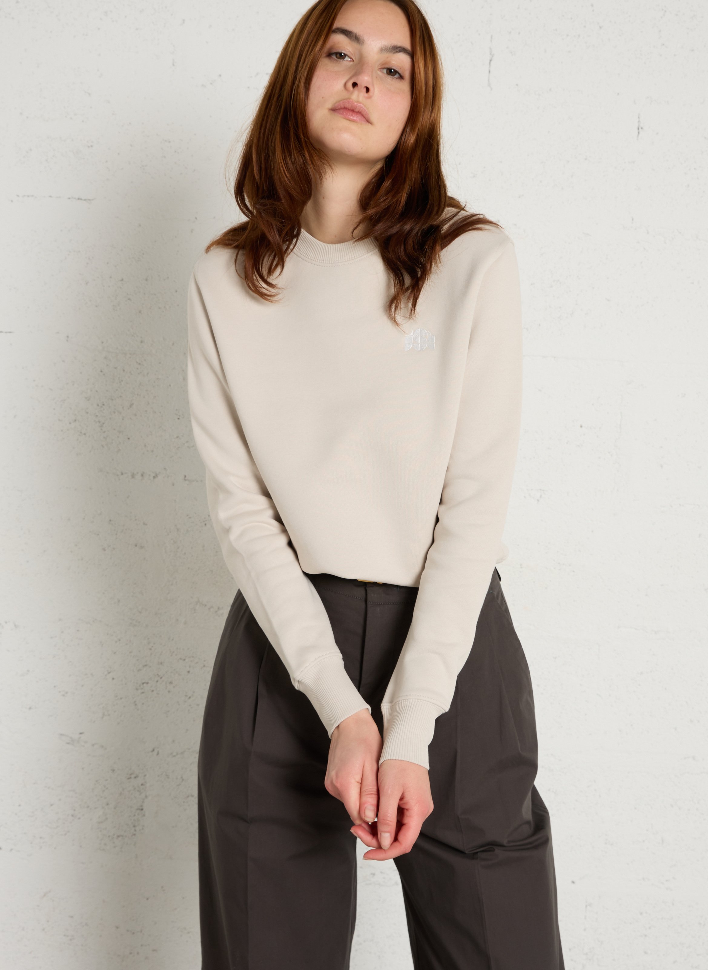 Gerader Bio-Baumwollpullover SOEUR Weiss