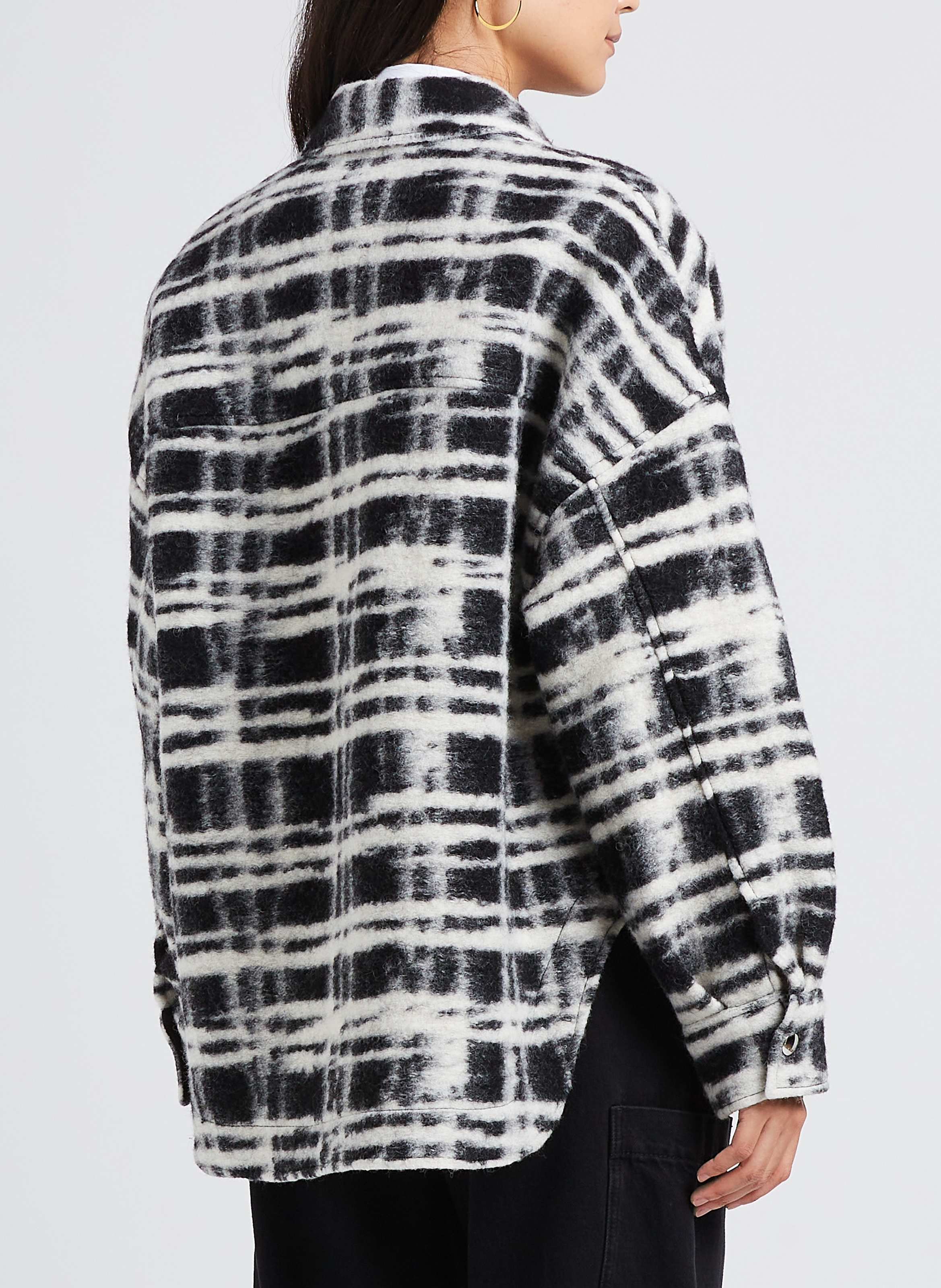 Karierte Wollmix-Jacke mit klassischem Kragen IRO Schwarz