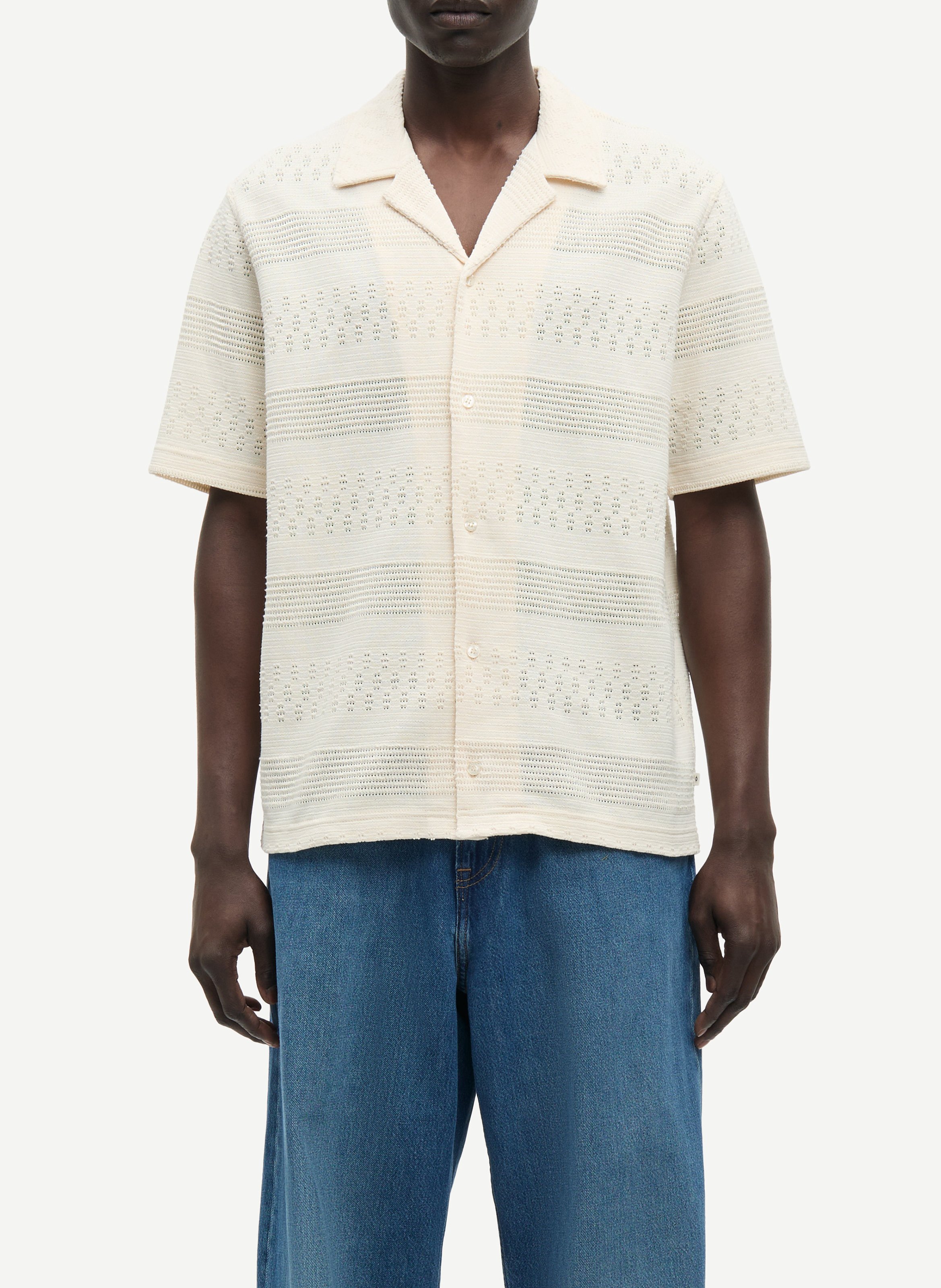 Rechte blouse met Cubaanse kraag van biologisch katoenmengsel SAMSOE SAMSOE Wit