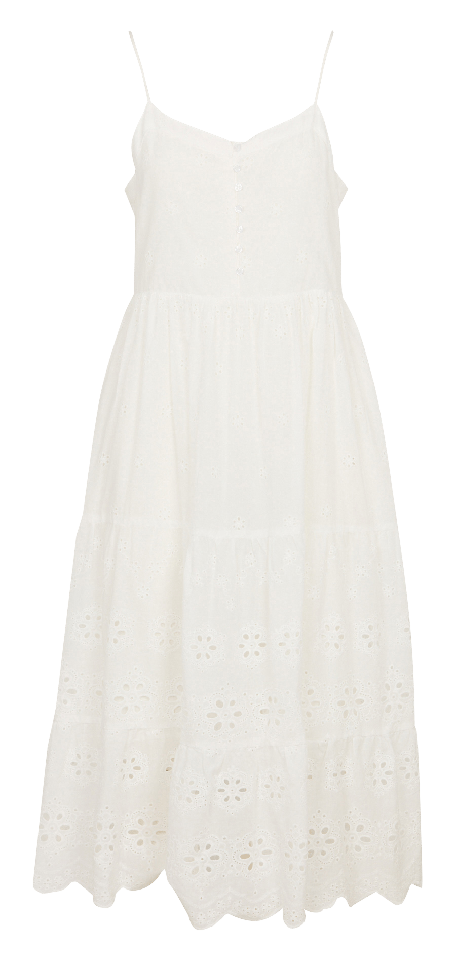 Mittellanges besticktes Baumwollkleid SEE U SOON Weiss